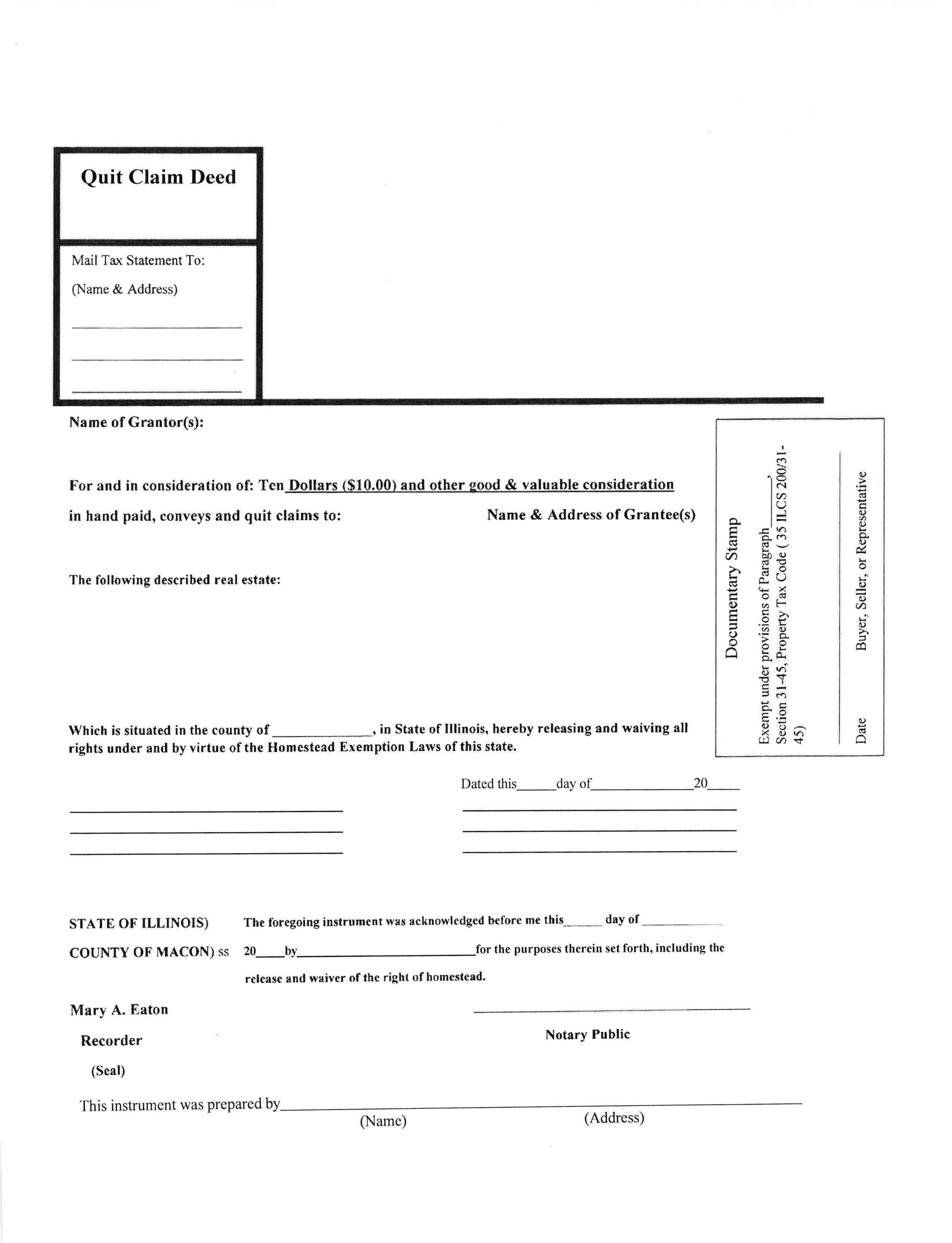 Quit Claim Deed | Pdf Fpdf Docx | Illinois