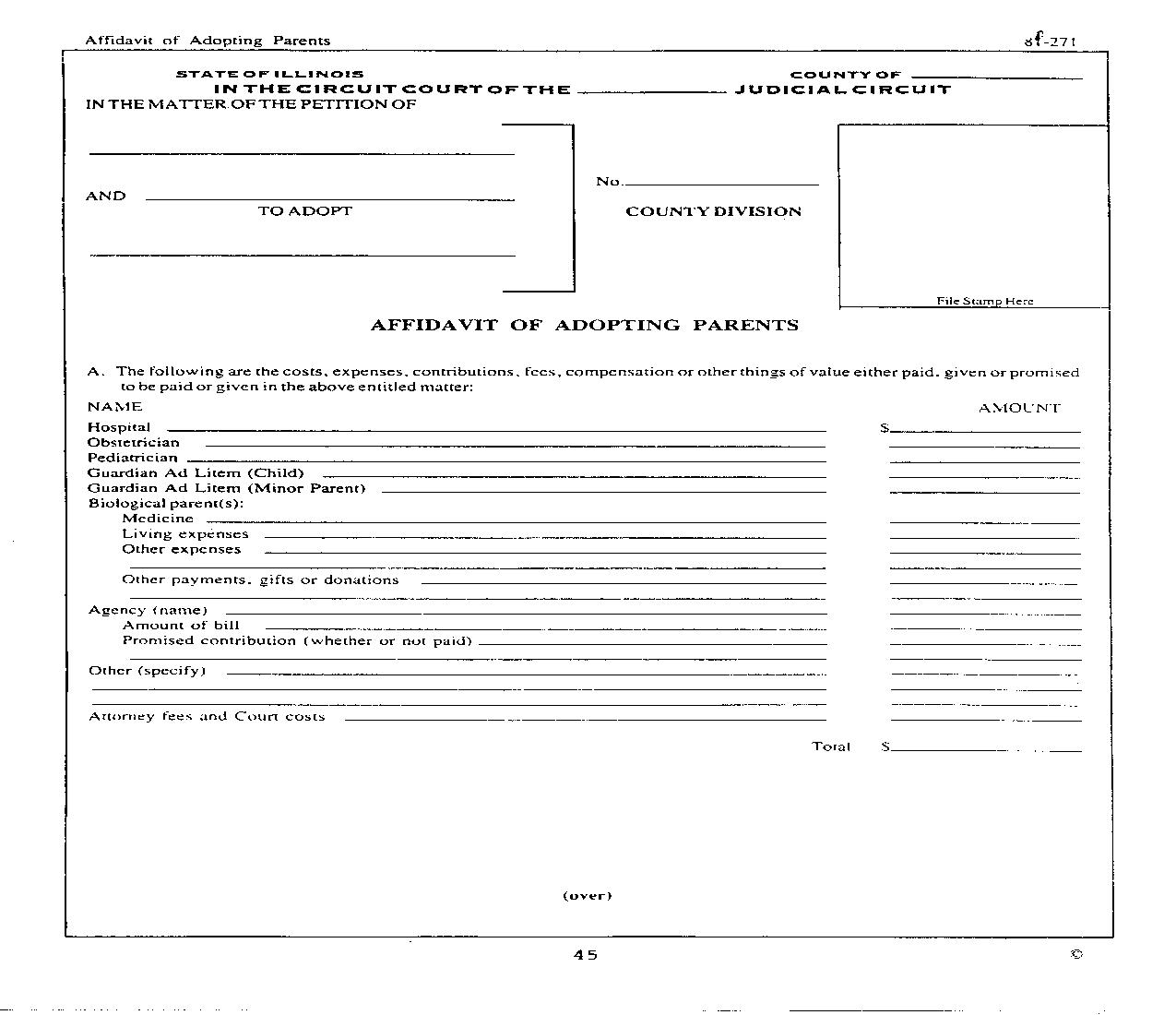 Affidavit Of Adopting Parents |  | Illinois