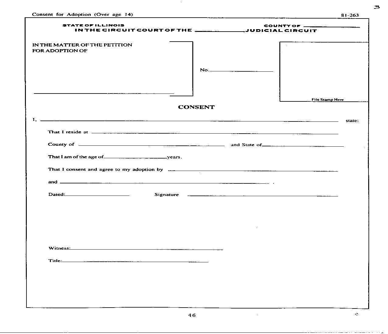 Consent For Adoption Over Age 14 |  | Illinois