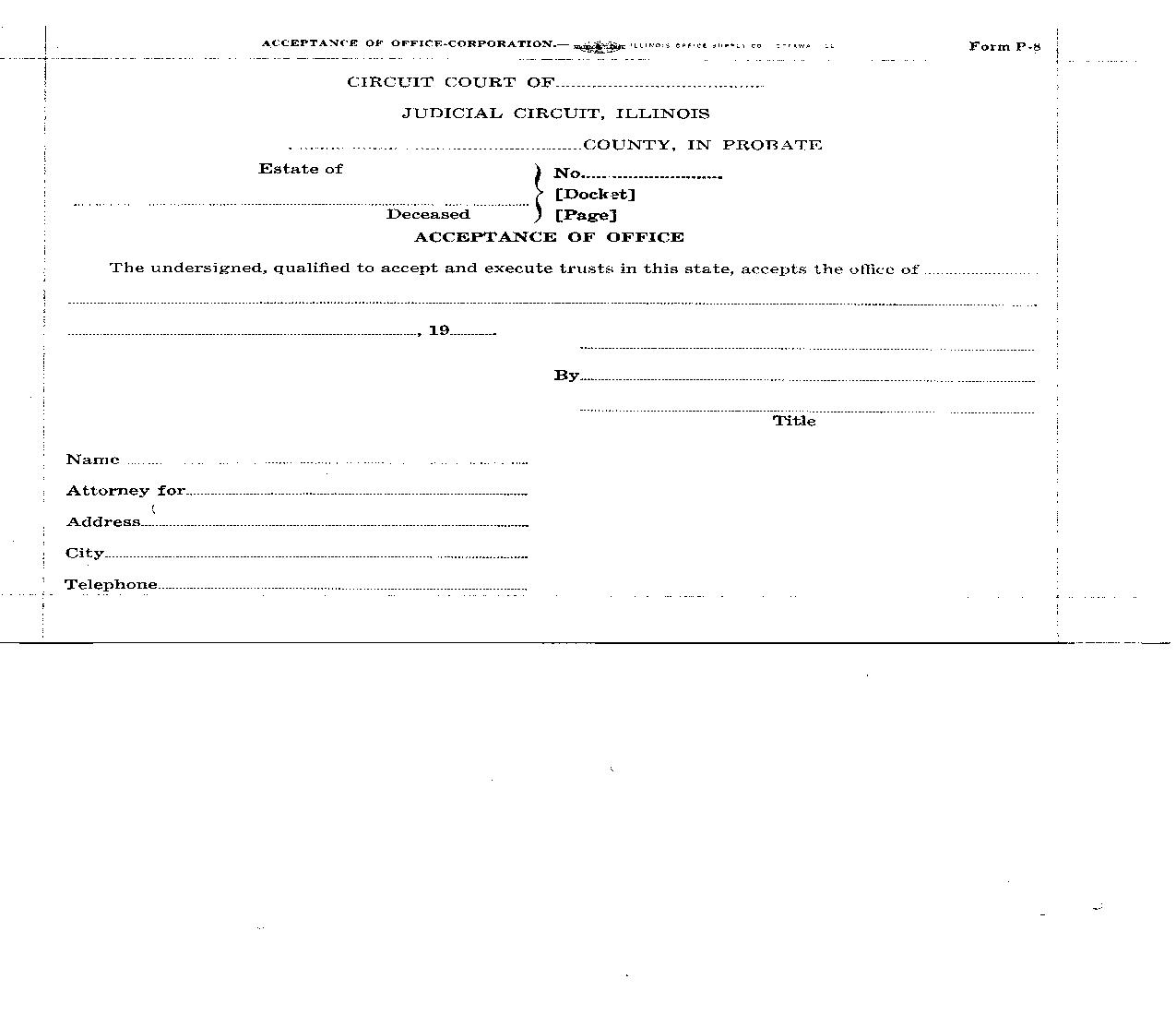 Acceptance Of Office |  | Illinois