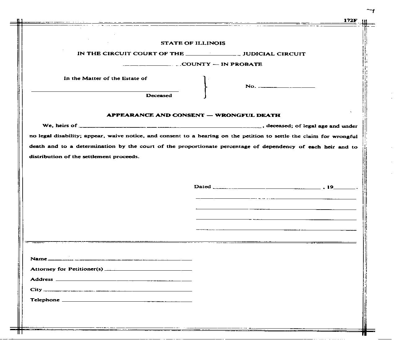 Appearance And Consent Wrongful Death |  | Illinois