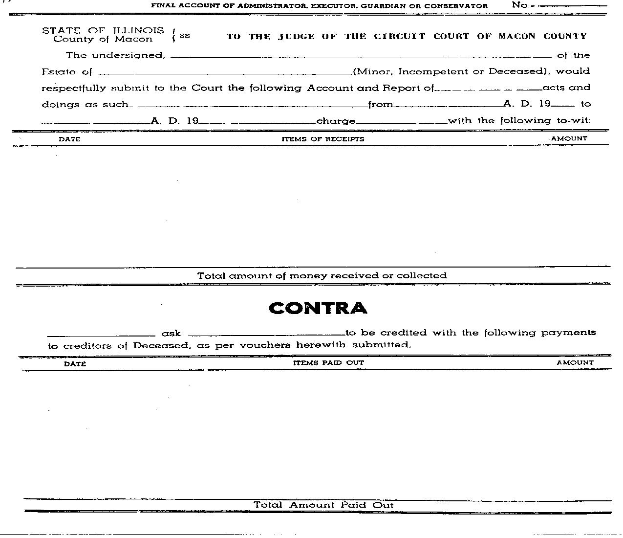 Final Account Of Administrator |  | Illinois