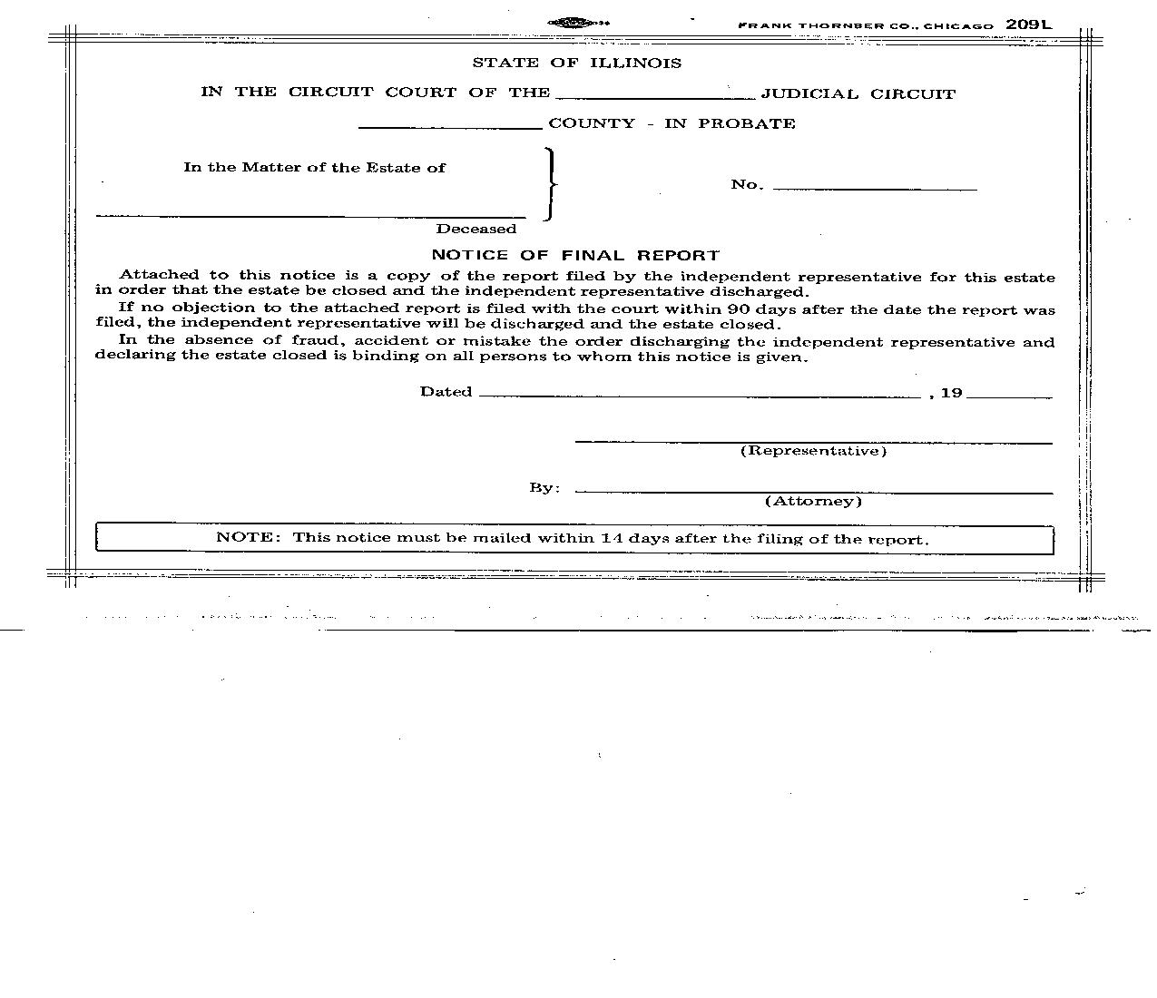 Notice Of Final Report |  | Illinois