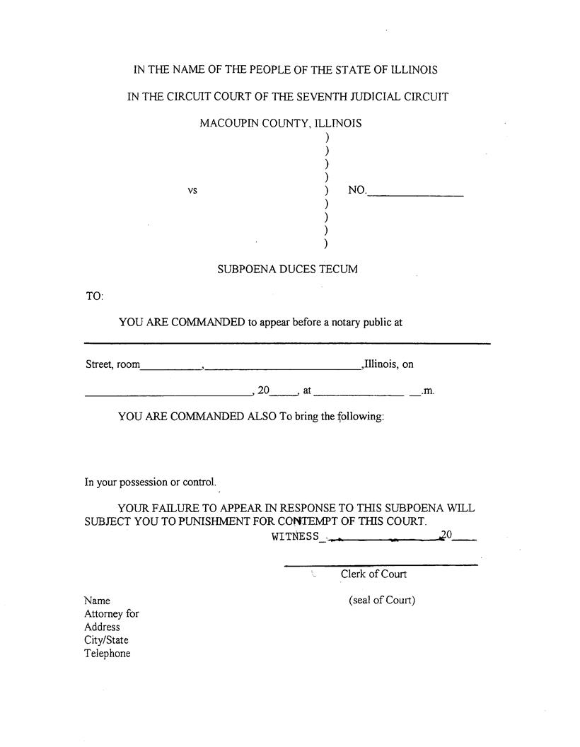 Subpoena DucesTecum | Pdf Fpdf Doc Docx | Illinois