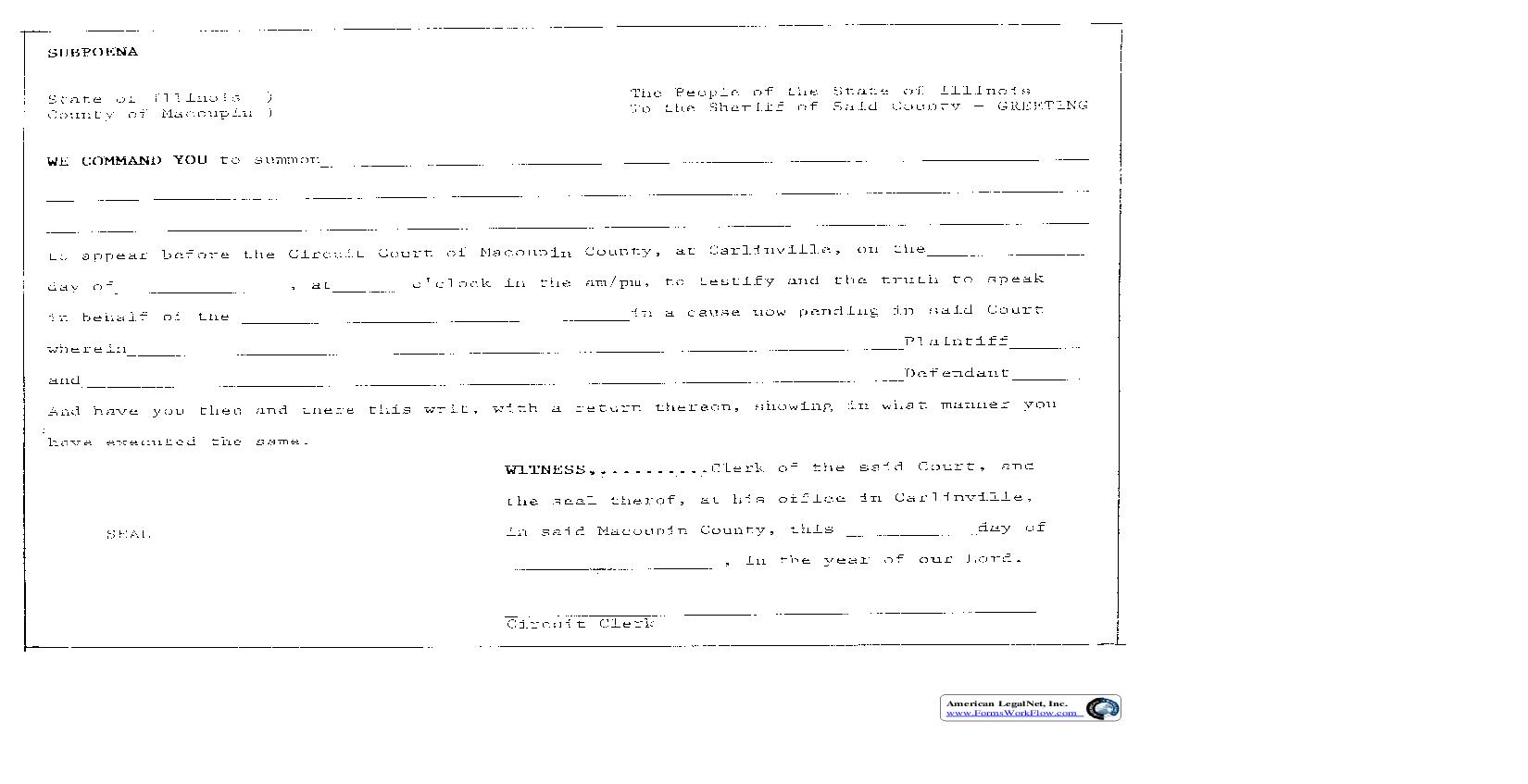 Subpoena | Pdf Fpdf Doc Docx | Illinois