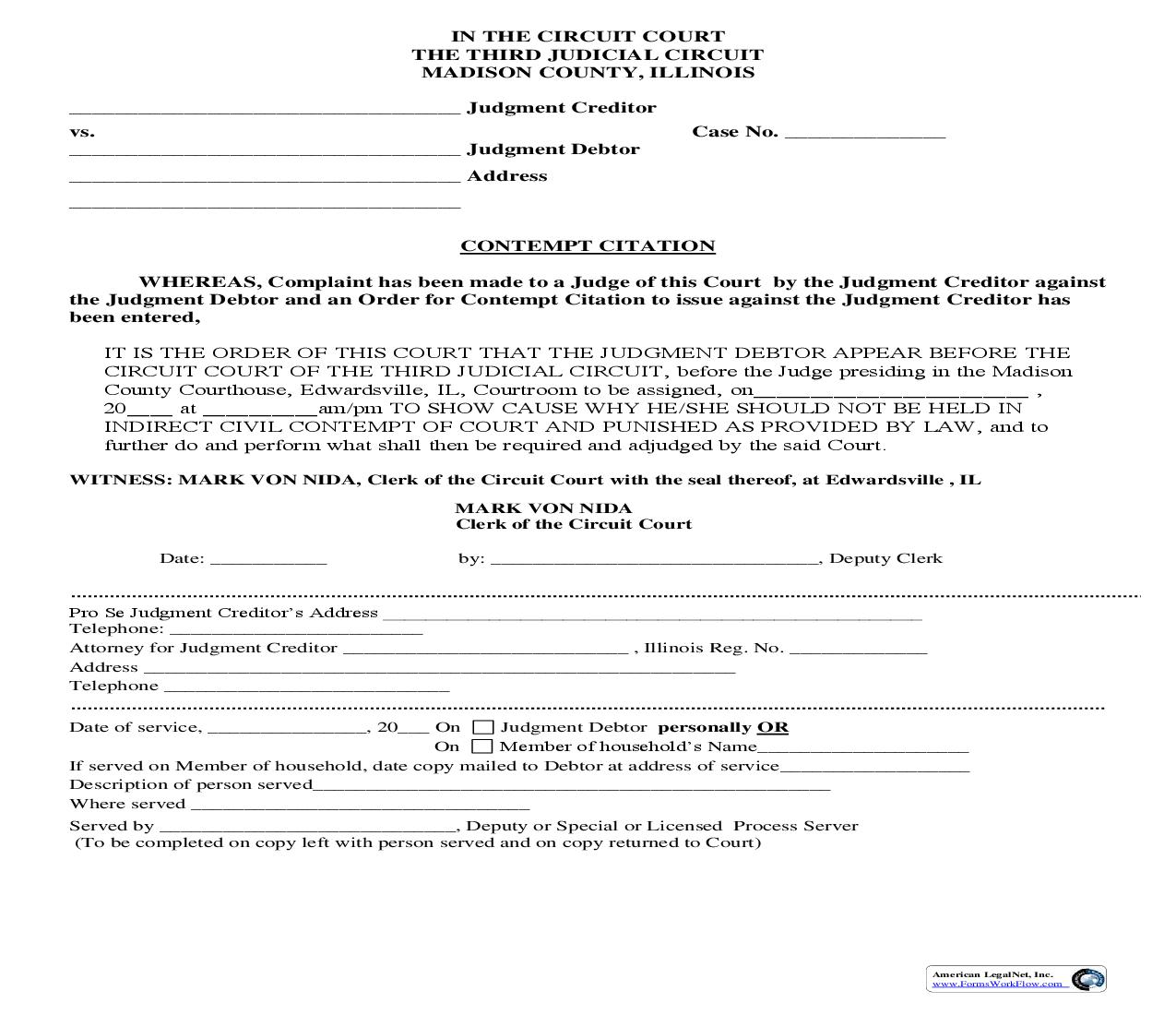 Contempt Citation | Pdf Fpdf Doc Docx | Illinois