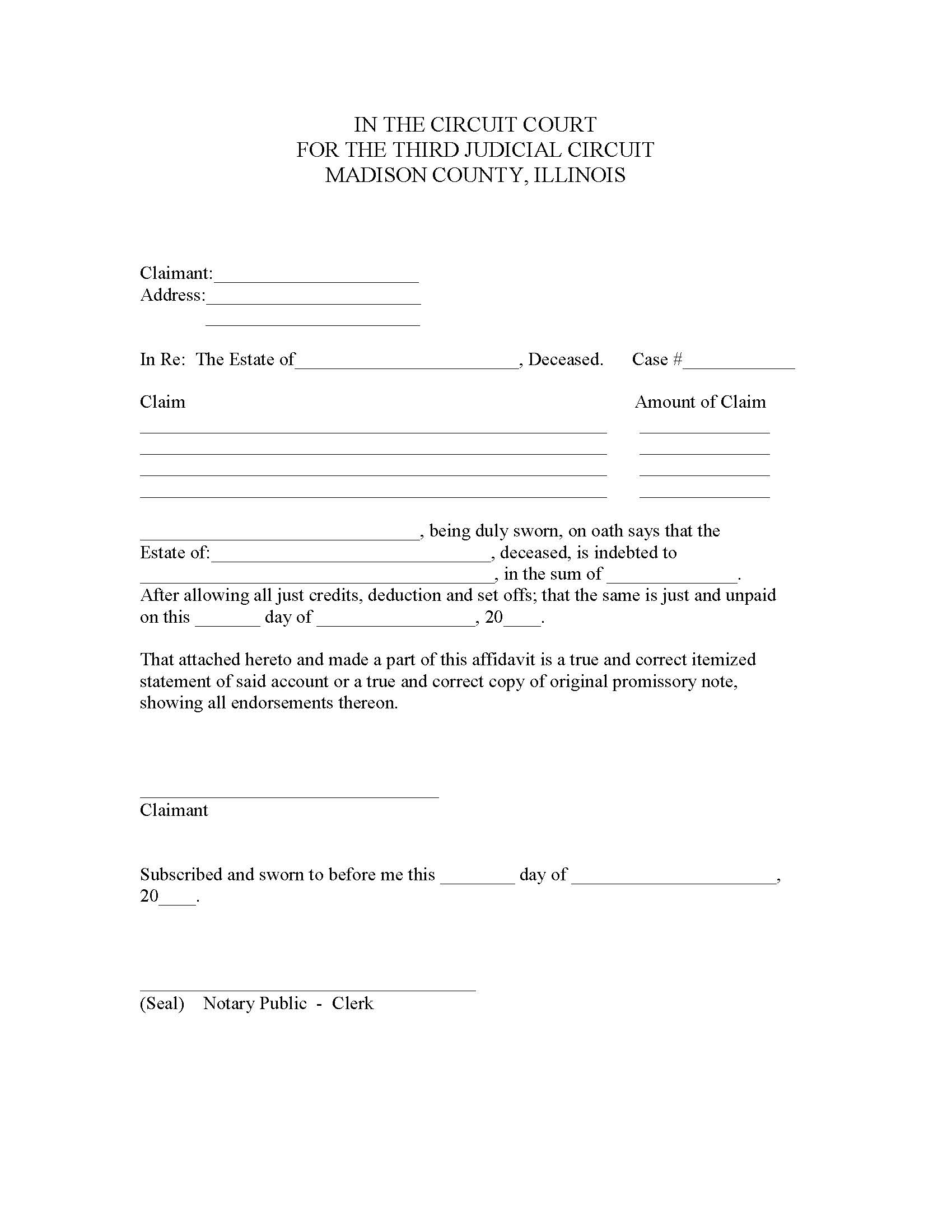 Estate Claim Form | Pdf Fpdf Doc Docx | Illinois