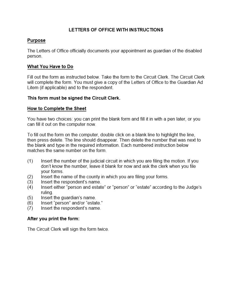 Letters Of Office - (Plenary) Guardian (Disabled Person) | Pdf Fpdf Docx | Illinois