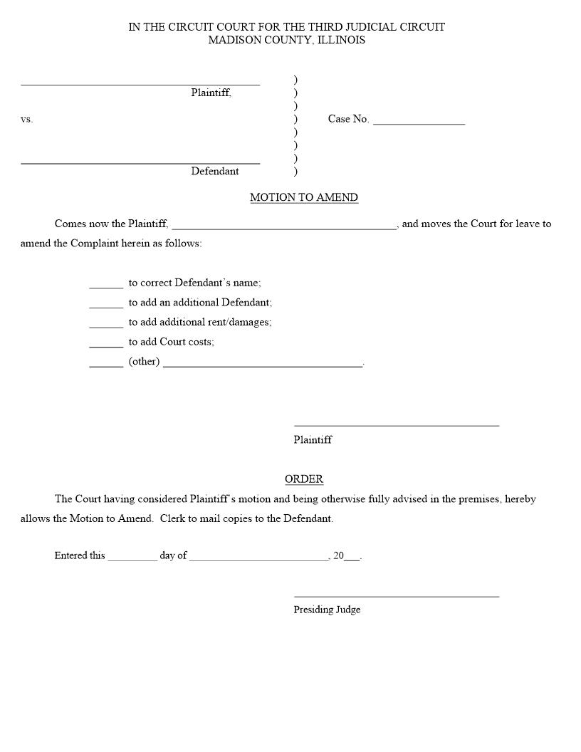 Motion To Amend | Pdf Fpdf Doc Docx | Illinois