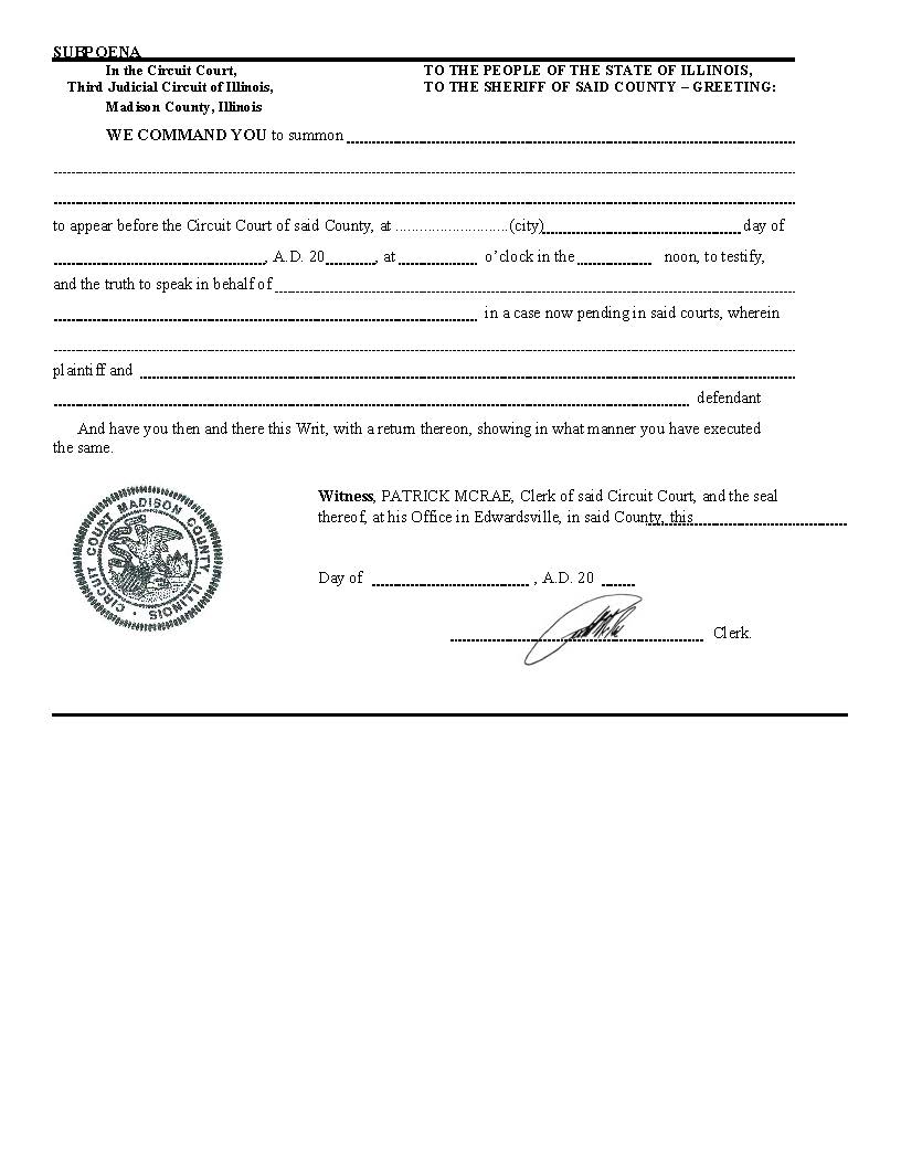 Subpoena - Trial | Pdf Fpdf Doc Docx | Illinois