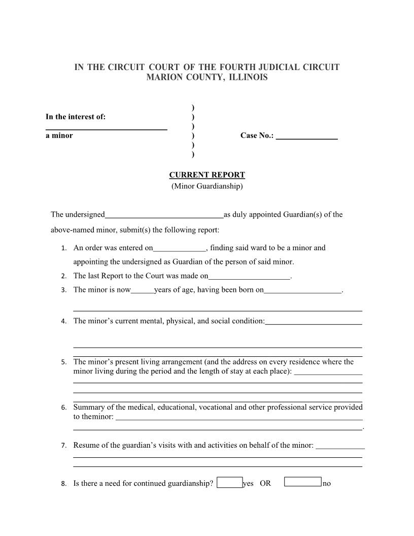 Current Report (Minor Guardianship) | Pdf Fpdf Docx | Illinois
