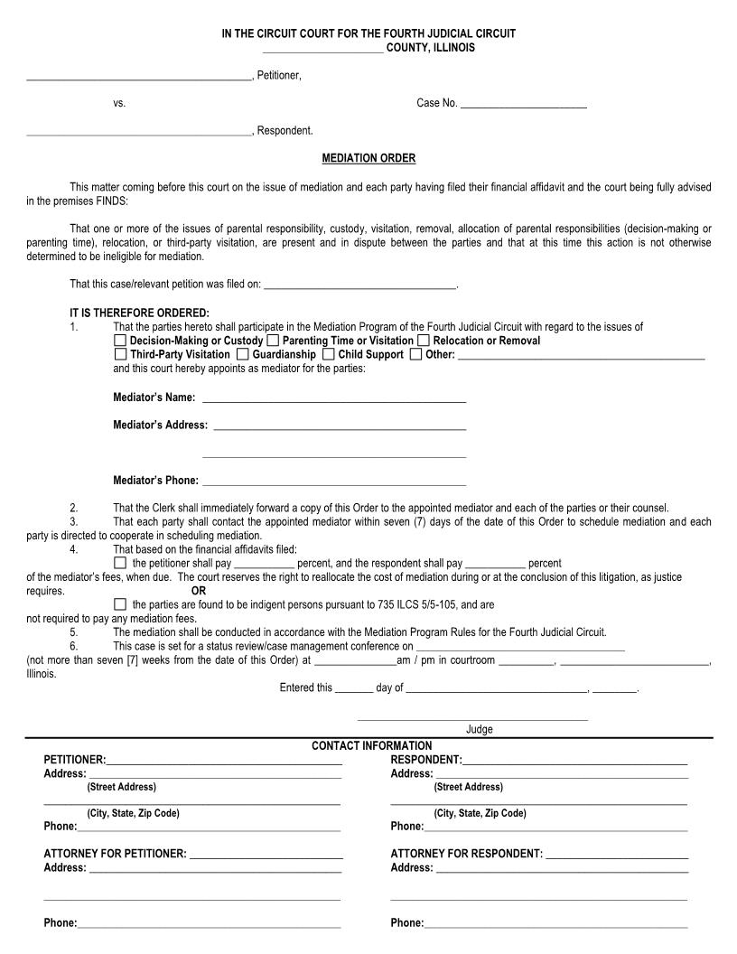 Mediation Order | Pdf Fpdf Docx | Illinois