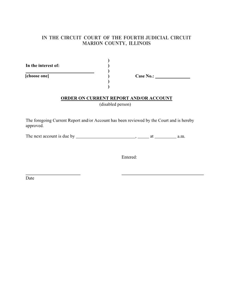 Order On Current Report And-Or Account (Disabled Adult Or Minor) | Pdf Fpdf Docx | Illinois