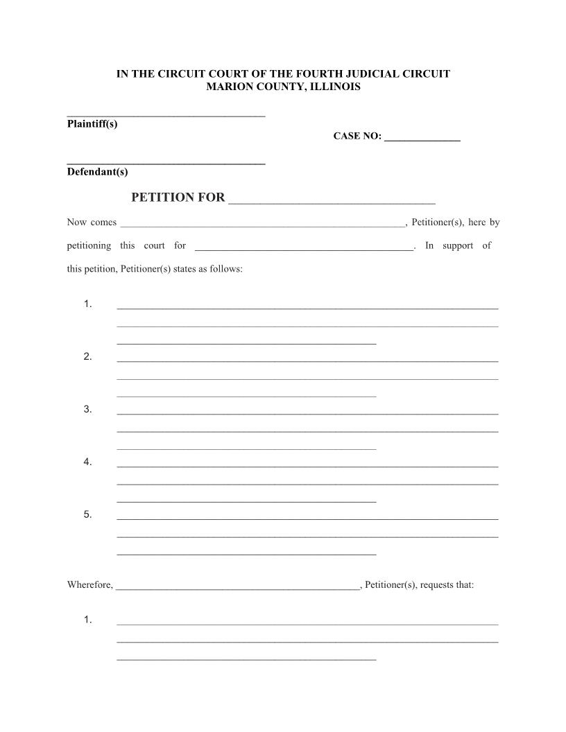 Petition (Generic) | Pdf Fpdf Docx | Illinois