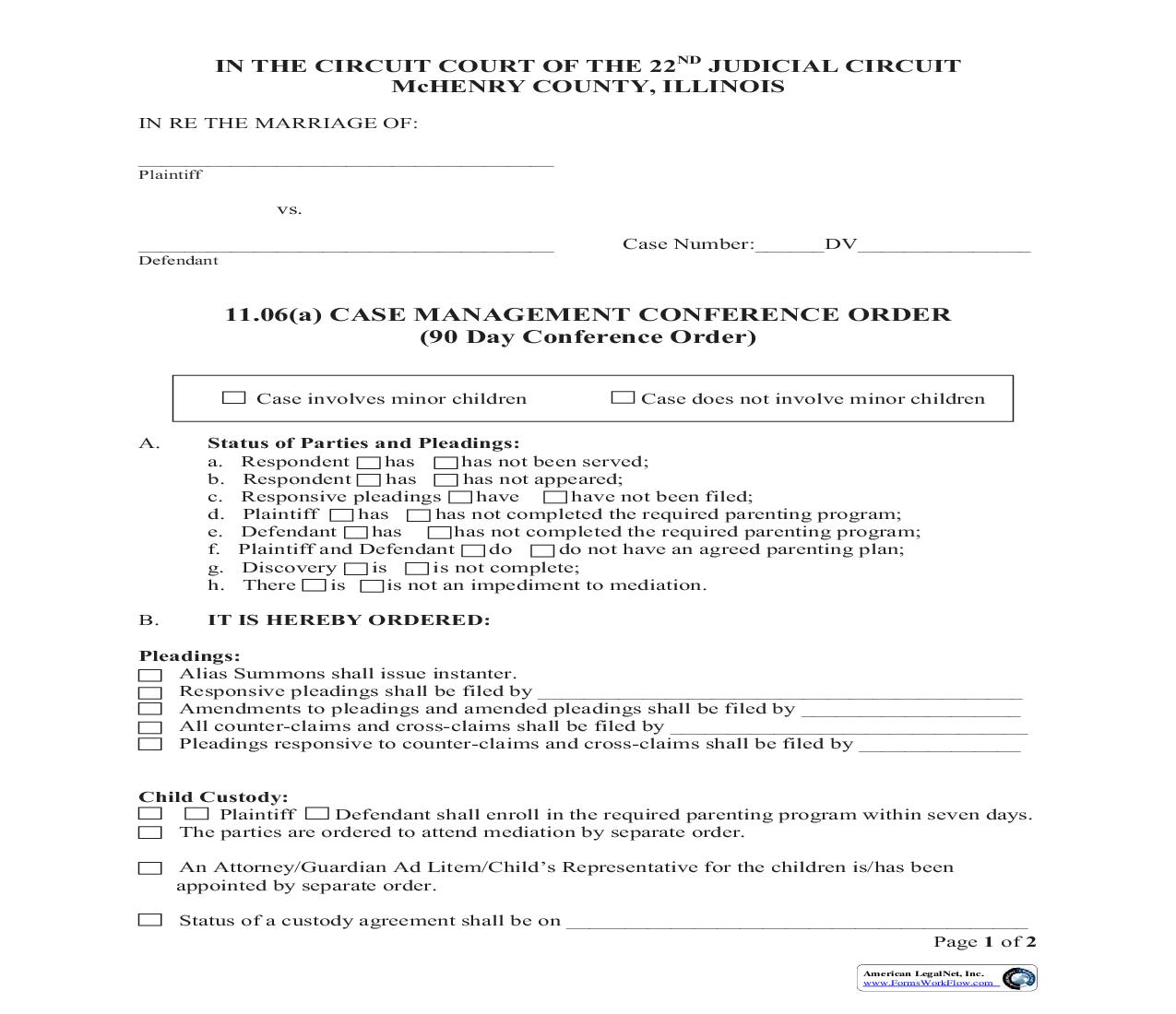 11.06(a) Case Management Conference Order | Pdf Fpdf Doc Docx | Illinois