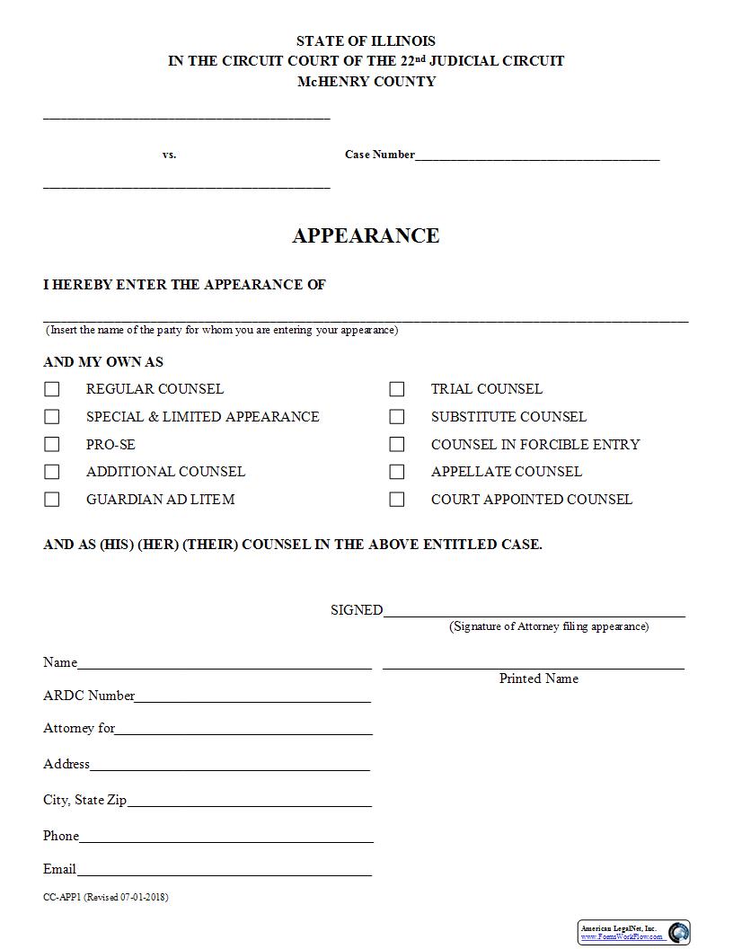 Appearance {CC-APP1} | Pdf Fpdf Docx | Illinois