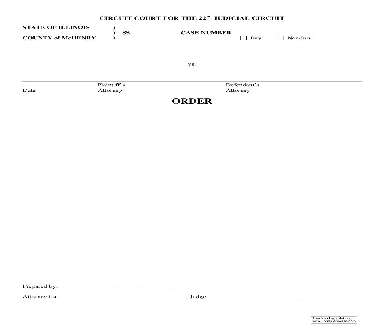 Order (Blank) | Pdf Fpdf Doc Docx | Illinois