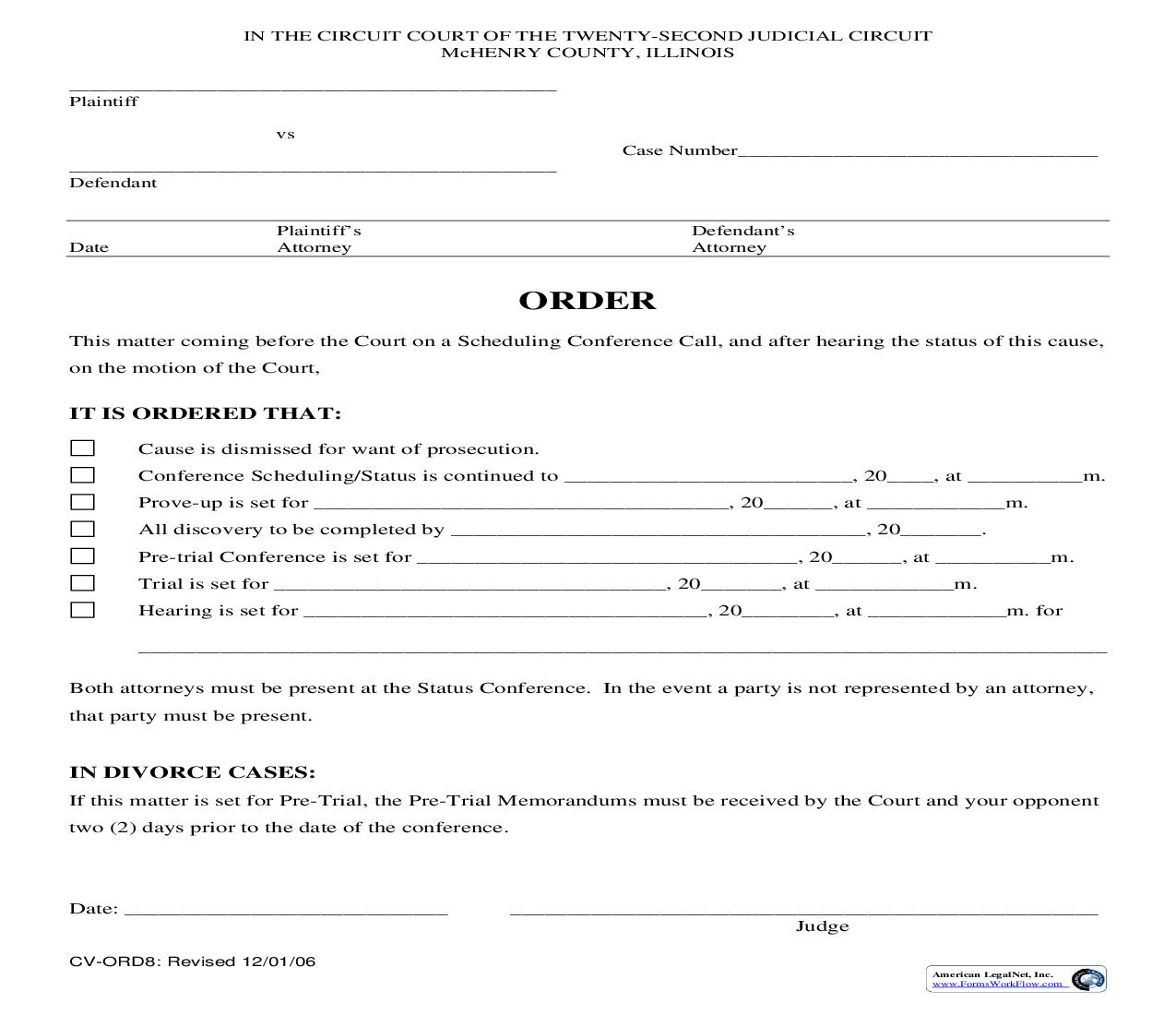 Order (Conference Scheduling) {CV-ORD8} | Pdf Fpdf Doc Docx | Illinois