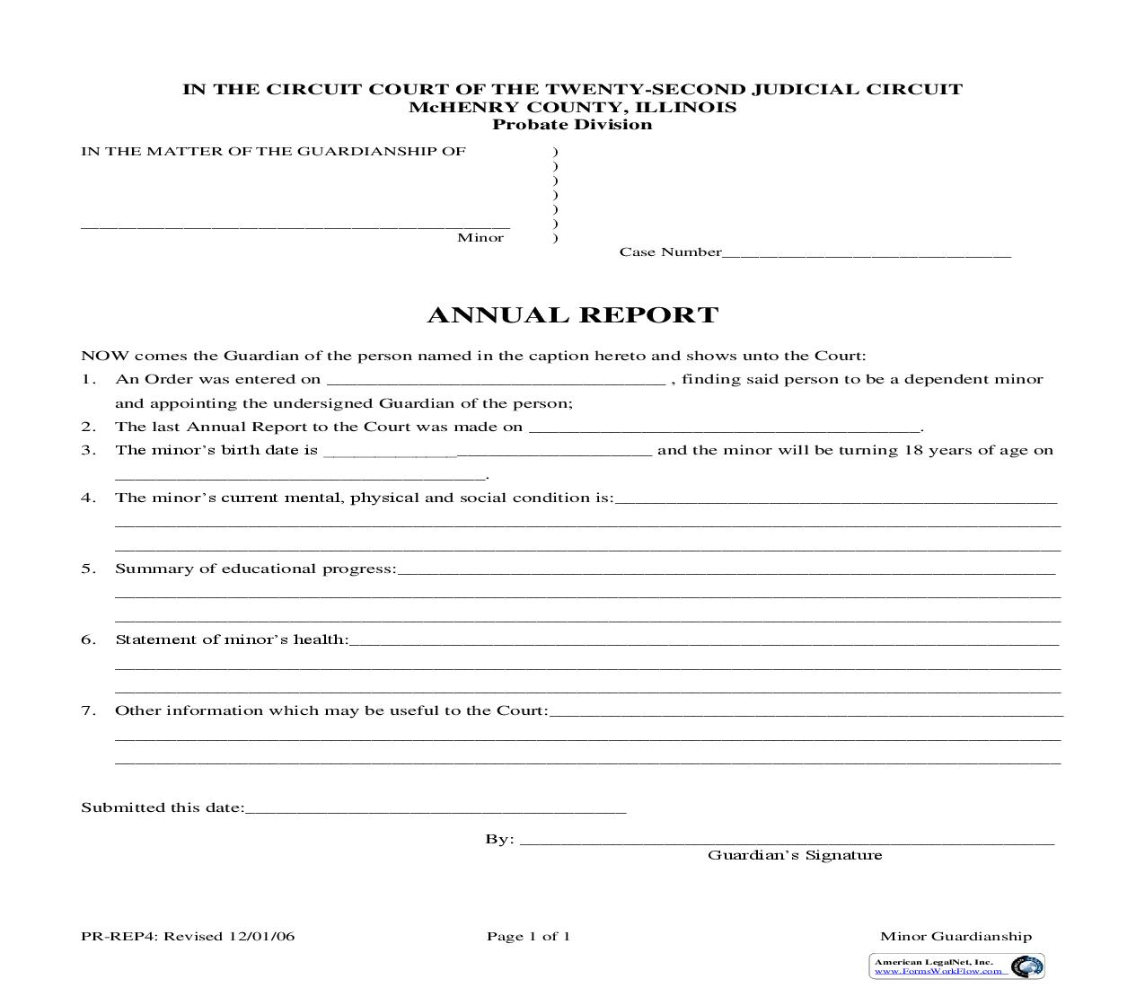 Annual Report (Minor) {PR-REP4} | Pdf Fpdf Doc Docx | Illinois