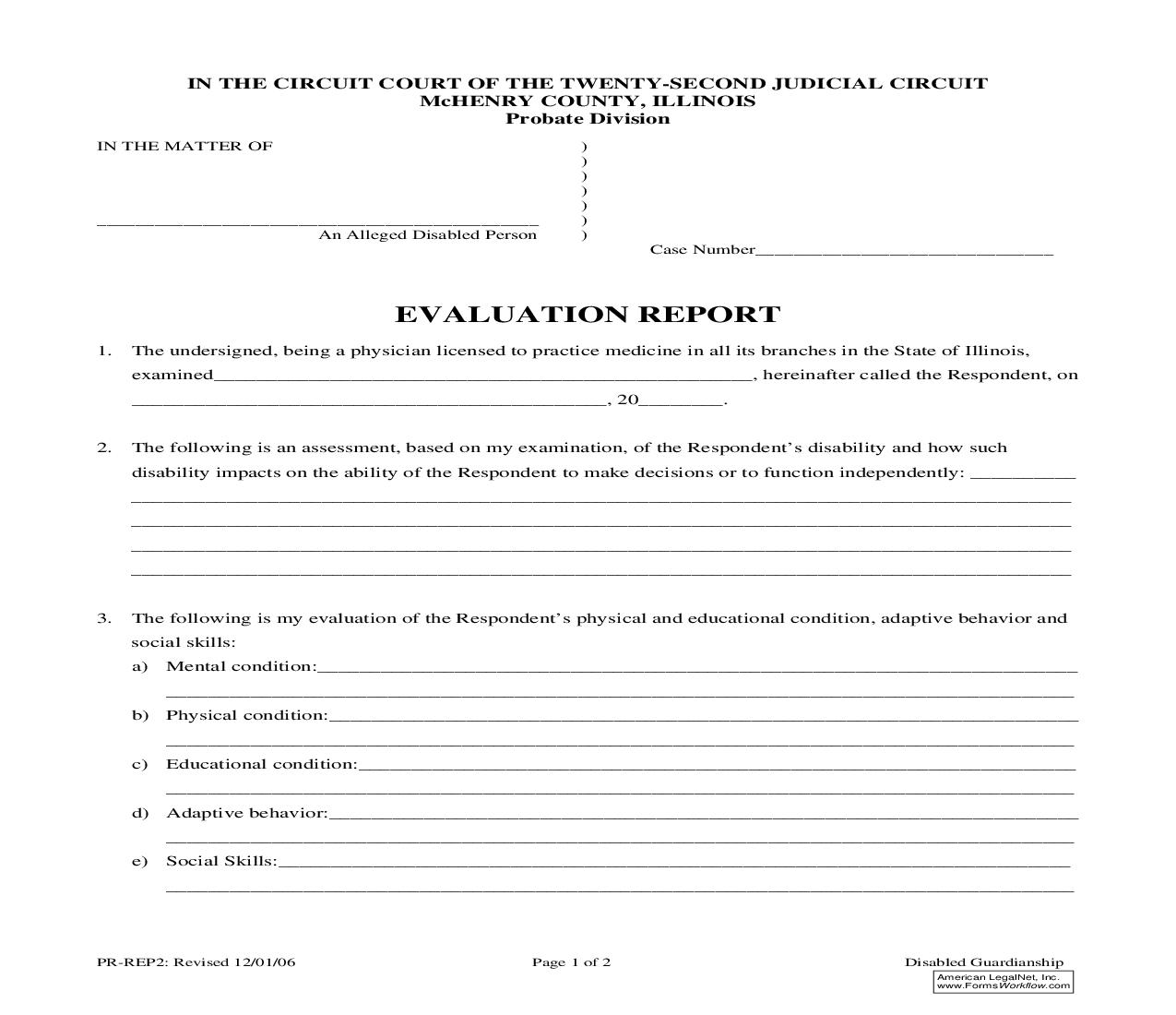 Evaluation Report {PR-REP2} | Pdf Fpdf Doc Docx | Illinois