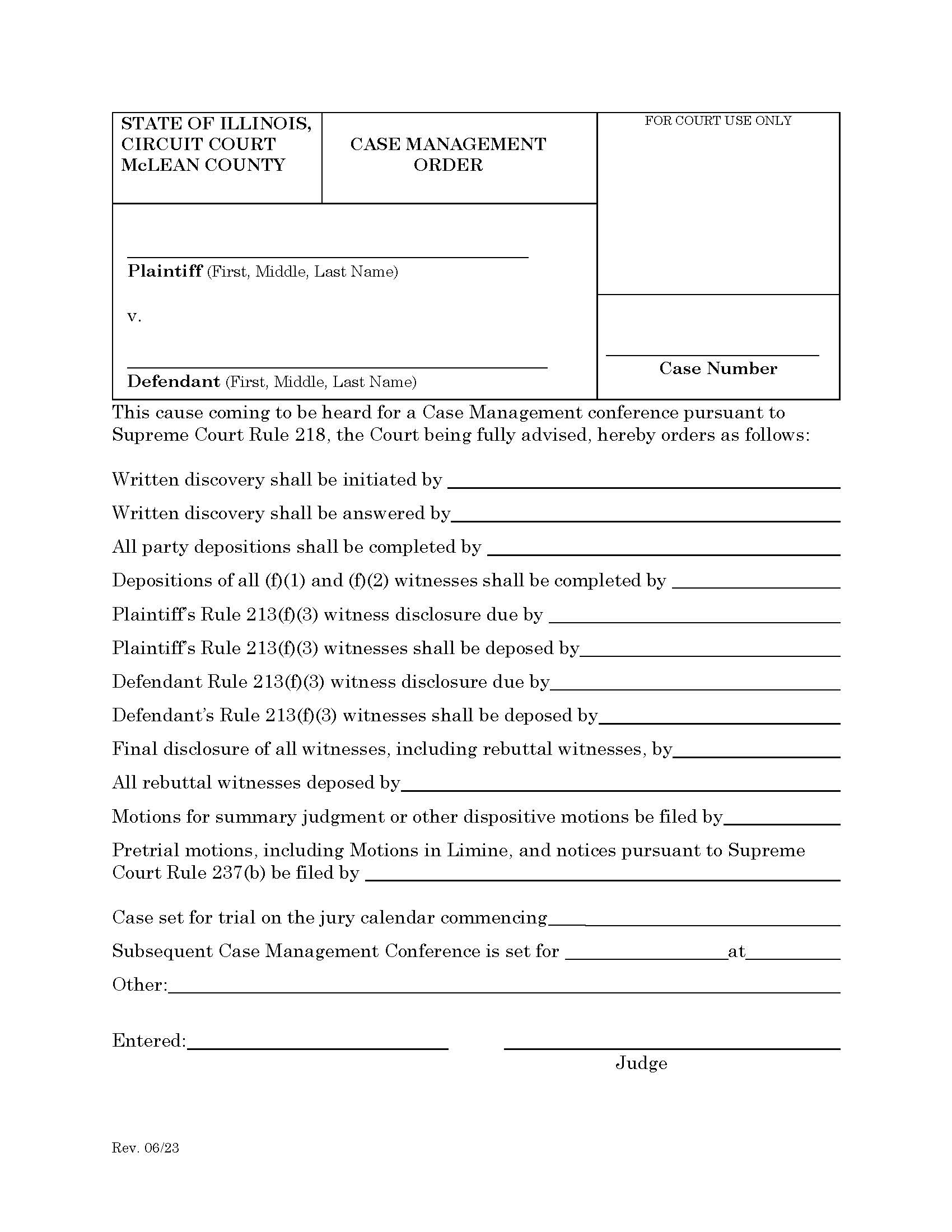 Case Management Order | Pdf Fpdf Docx | Illinois