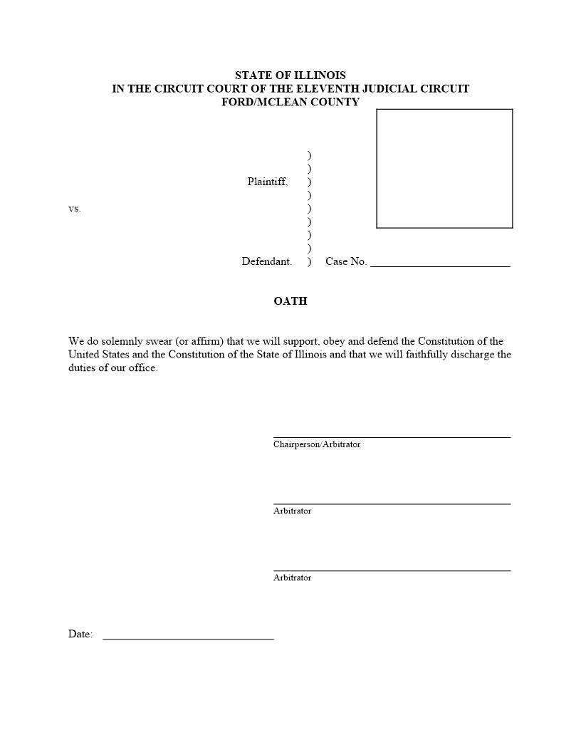 Oath (Arbitrator) | Pdf Fpdf Docx | Illinois