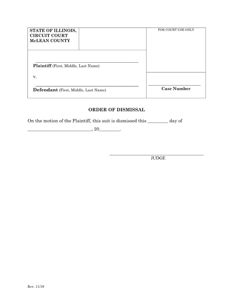 Order Of Dismissal (On Plaintiffs Motion) | Pdf Fpdf Docx | Illinois