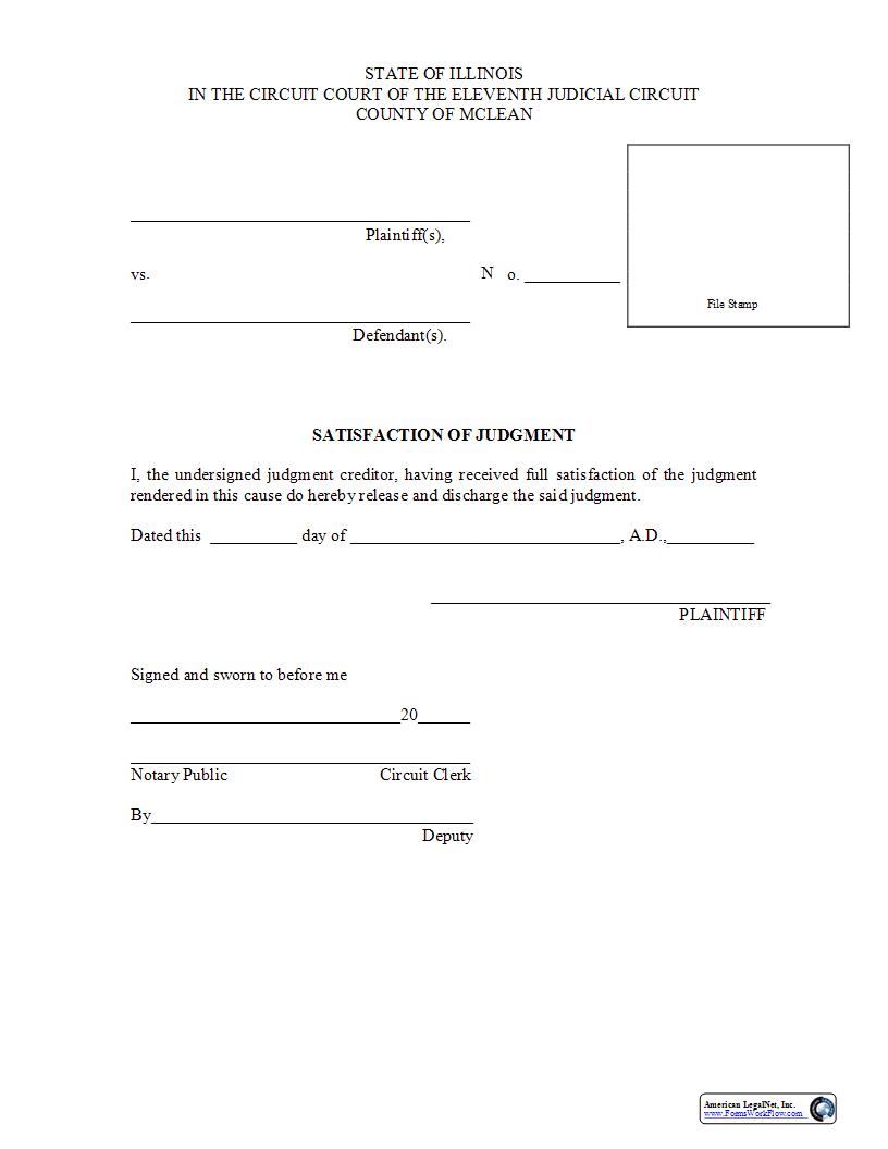 Satisfaction Of Judgment | Pdf Fpdf Docx | Illinois