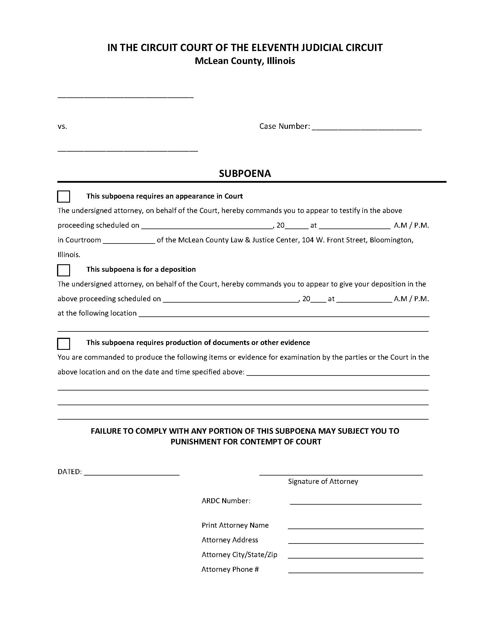 Subpoena | Pdf Fpdf Doc Docx | Illinois