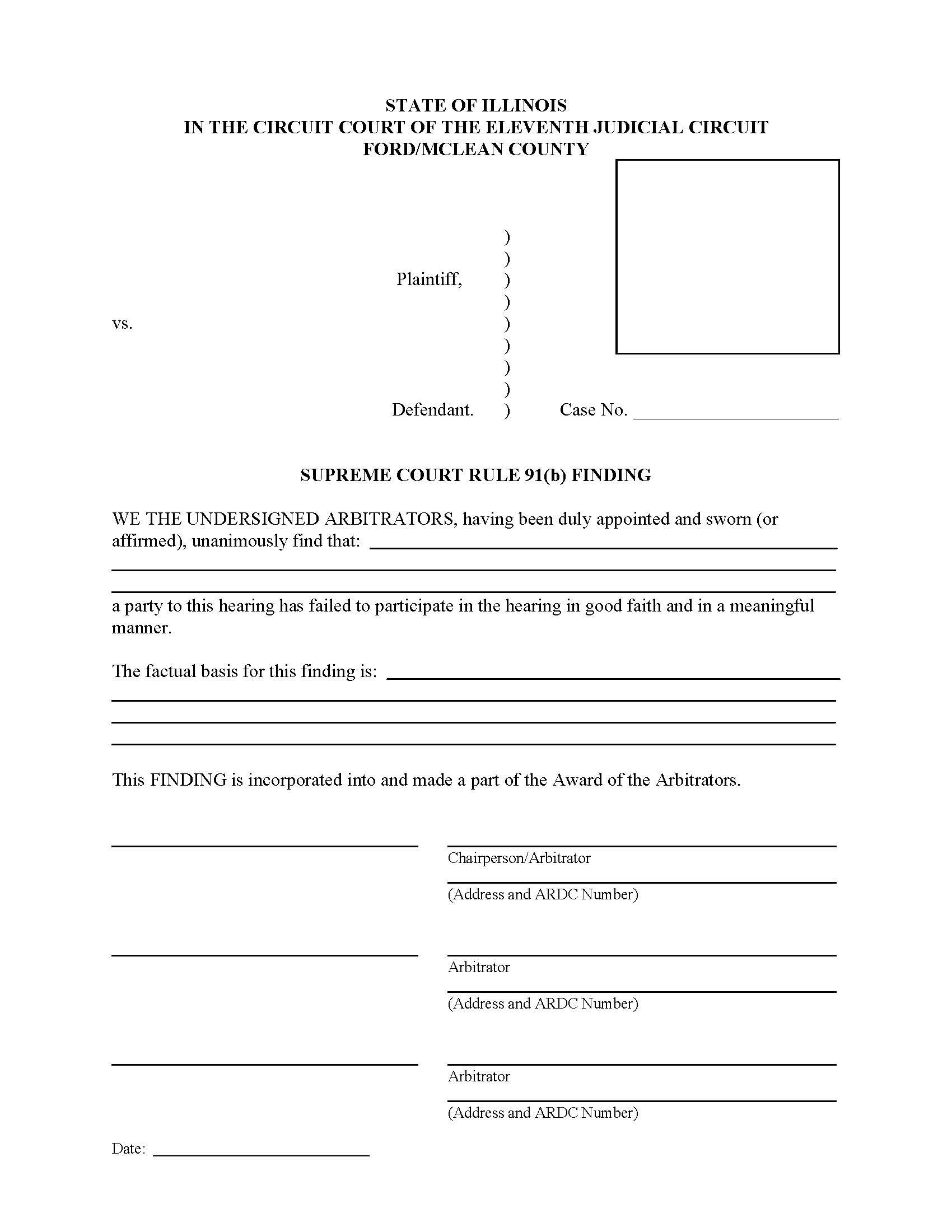 Supreme Court Rule 91(b) Finding | Pdf Fpdf Docx | Illinois
