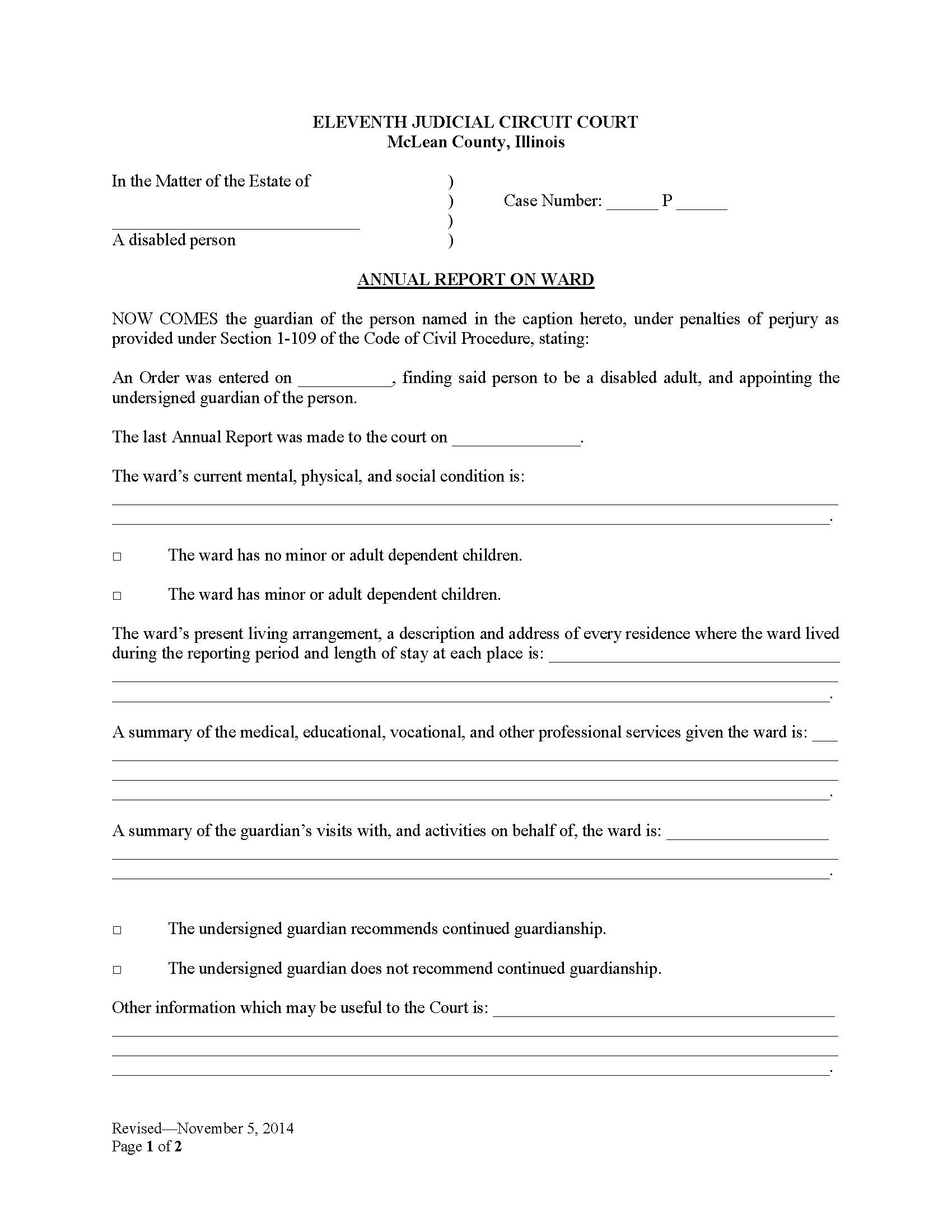 Annual Report On Ward (Disabled Person) | Pdf Fpdf Docx | Illinois
