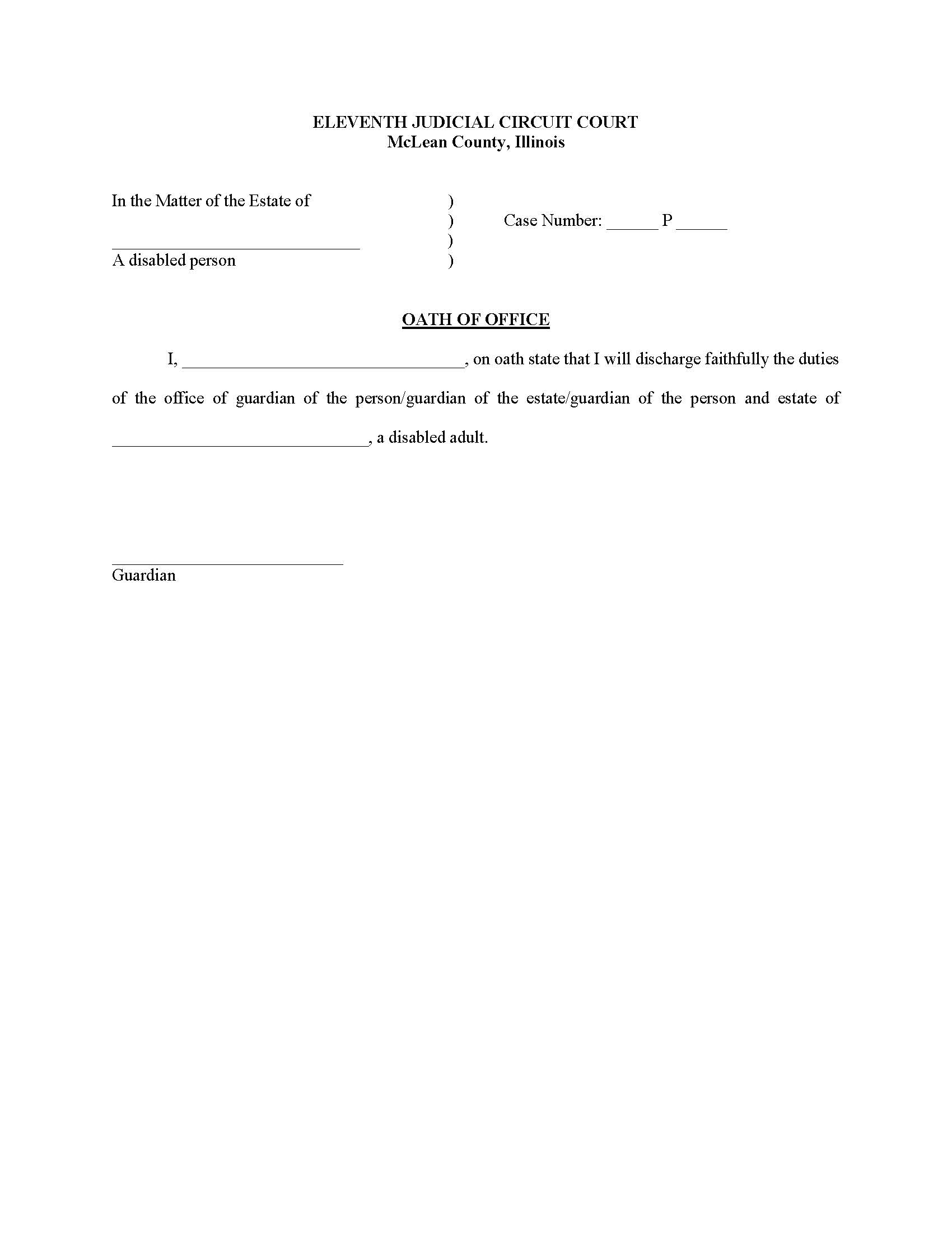 Oath Of Office (Disabled Person) | Pdf Fpdf Docx | Illinois