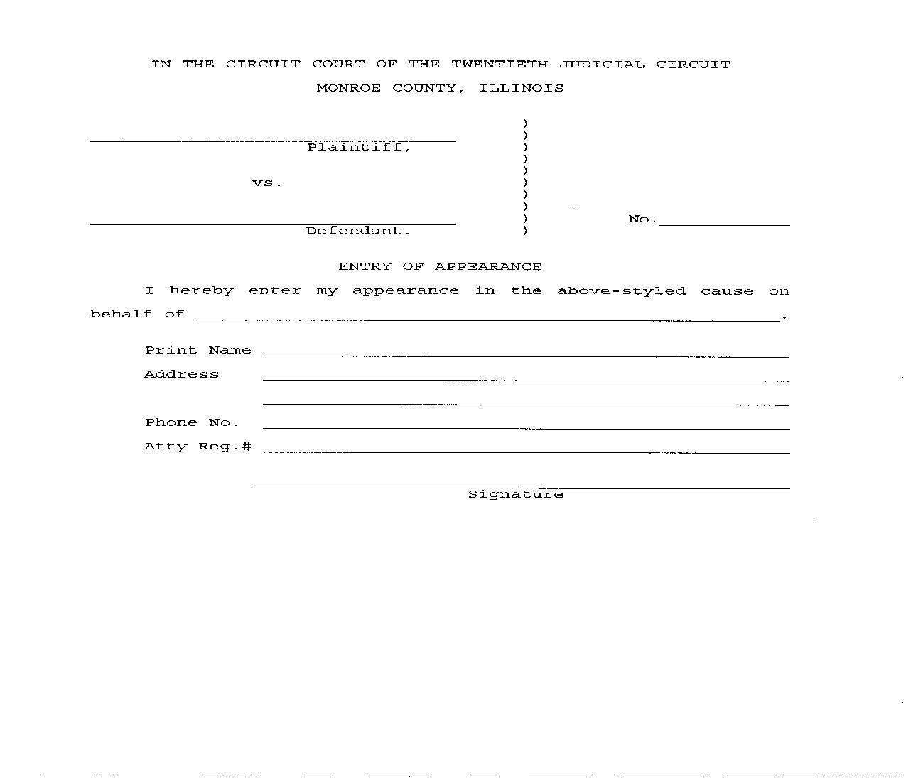 Entry Of Appearance | Pdf Fpdf Doc Docx | Illinois