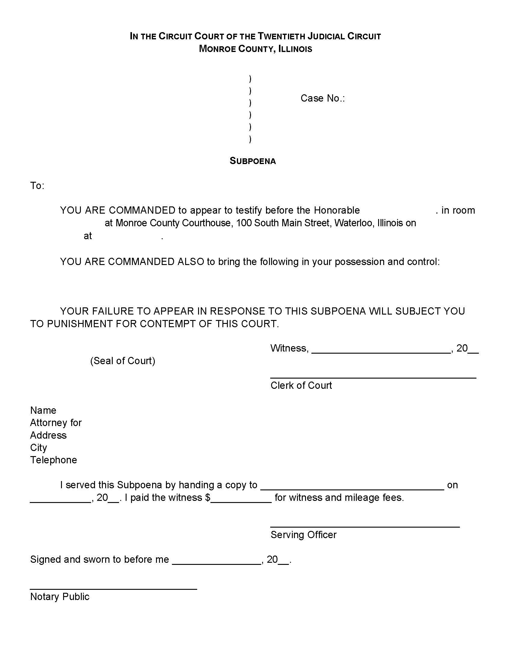 Subpoena | Pdf Fpdf Docx | Illinois