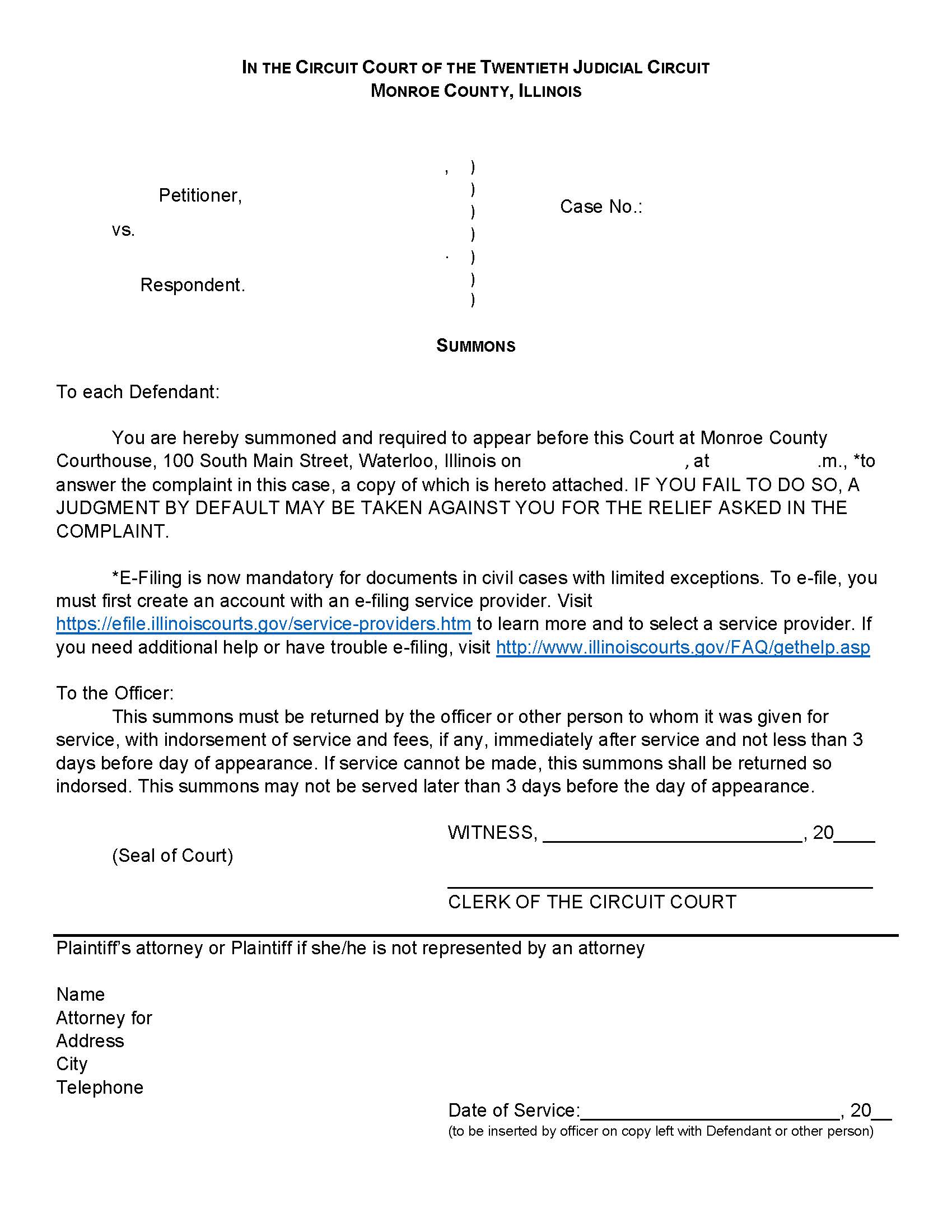 Summons (Specific Day) | Pdf Fpdf Docx | Illinois
