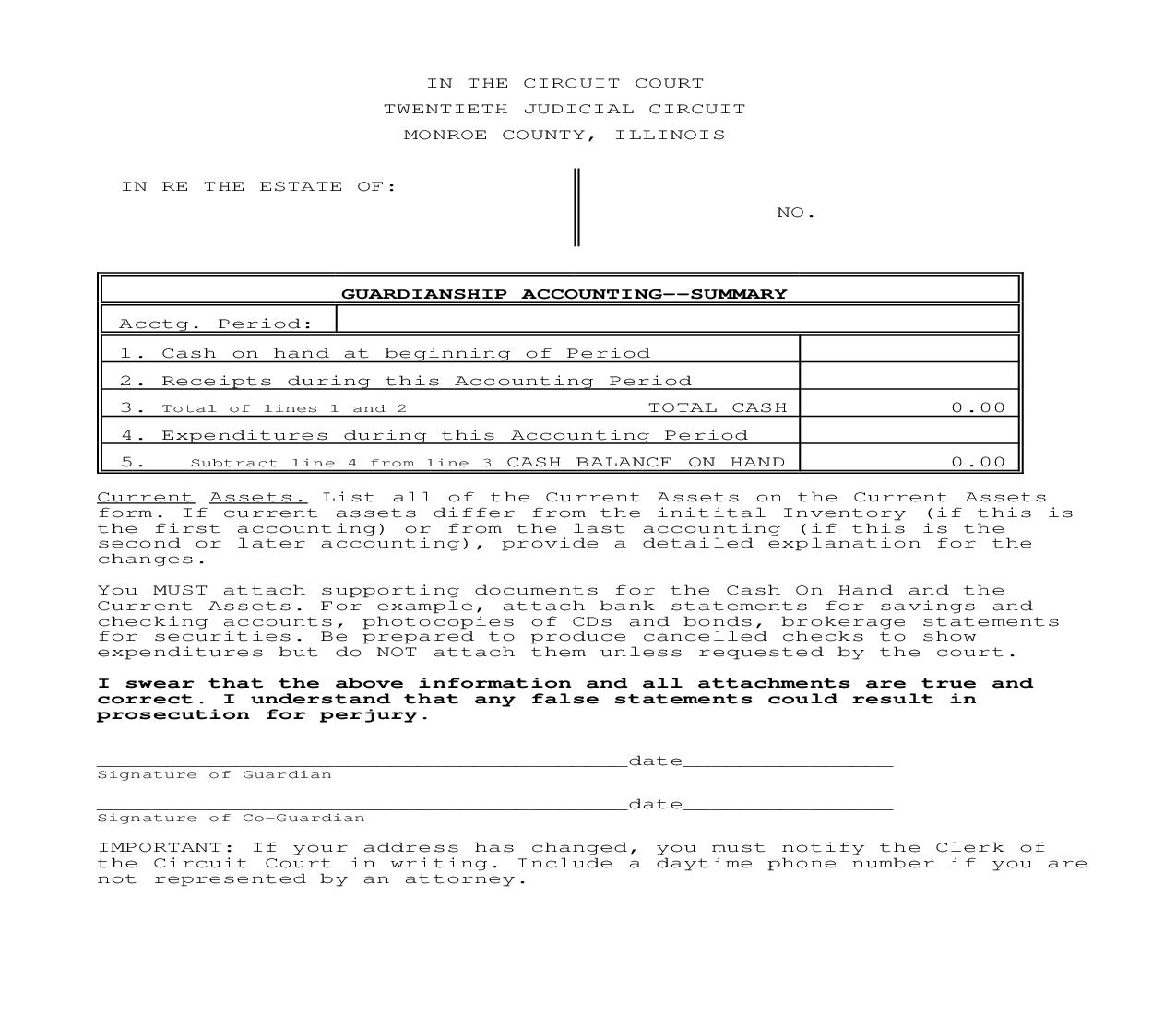 Guardianship Accounting | Pdf Fpdf Doc Docx | Illinois