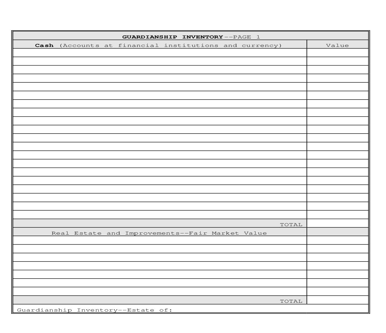 Guardianship Inventory | Pdf Fpdf Doc Docx | Illinois