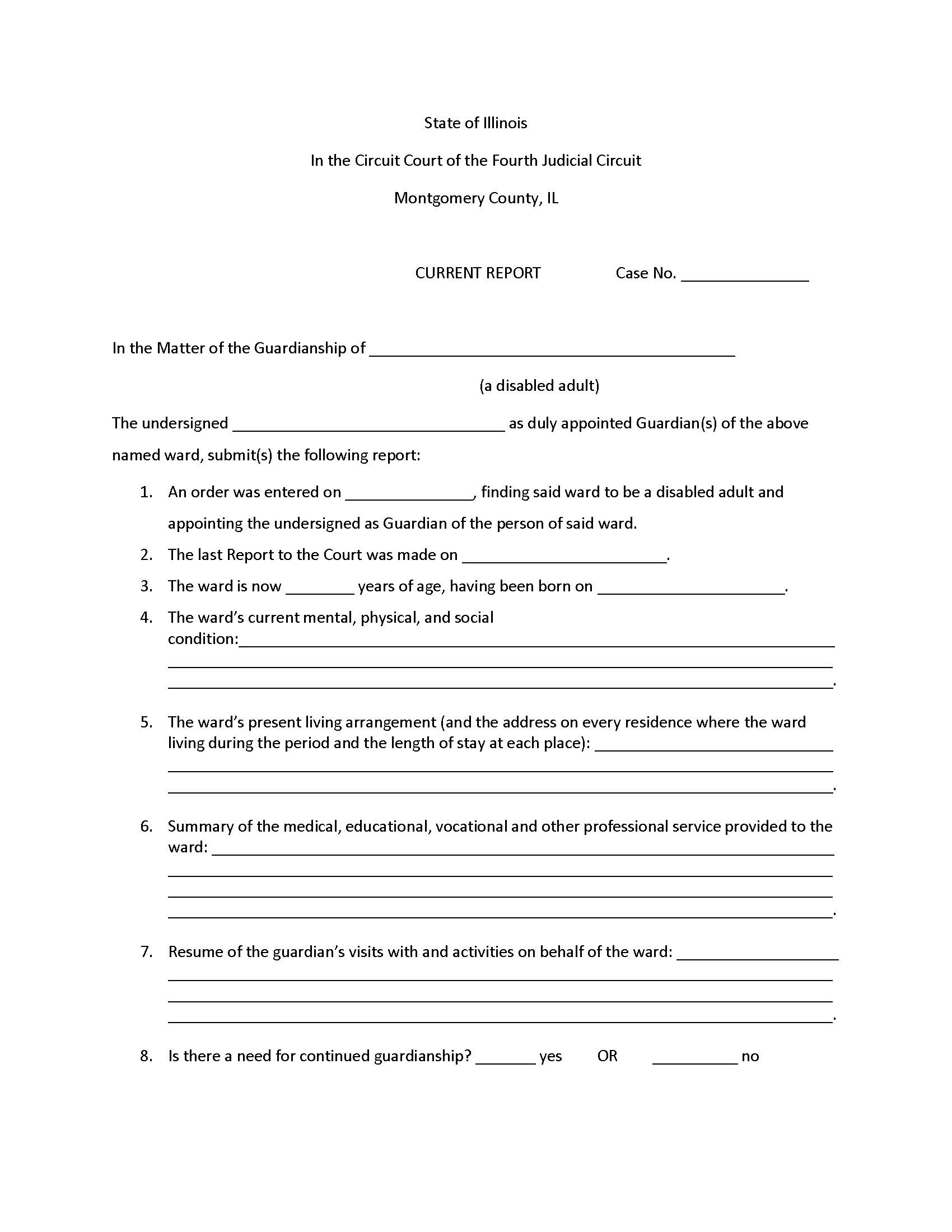 Current Report (Disabled Adult) | Pdf Fpdf Docx | Illinois