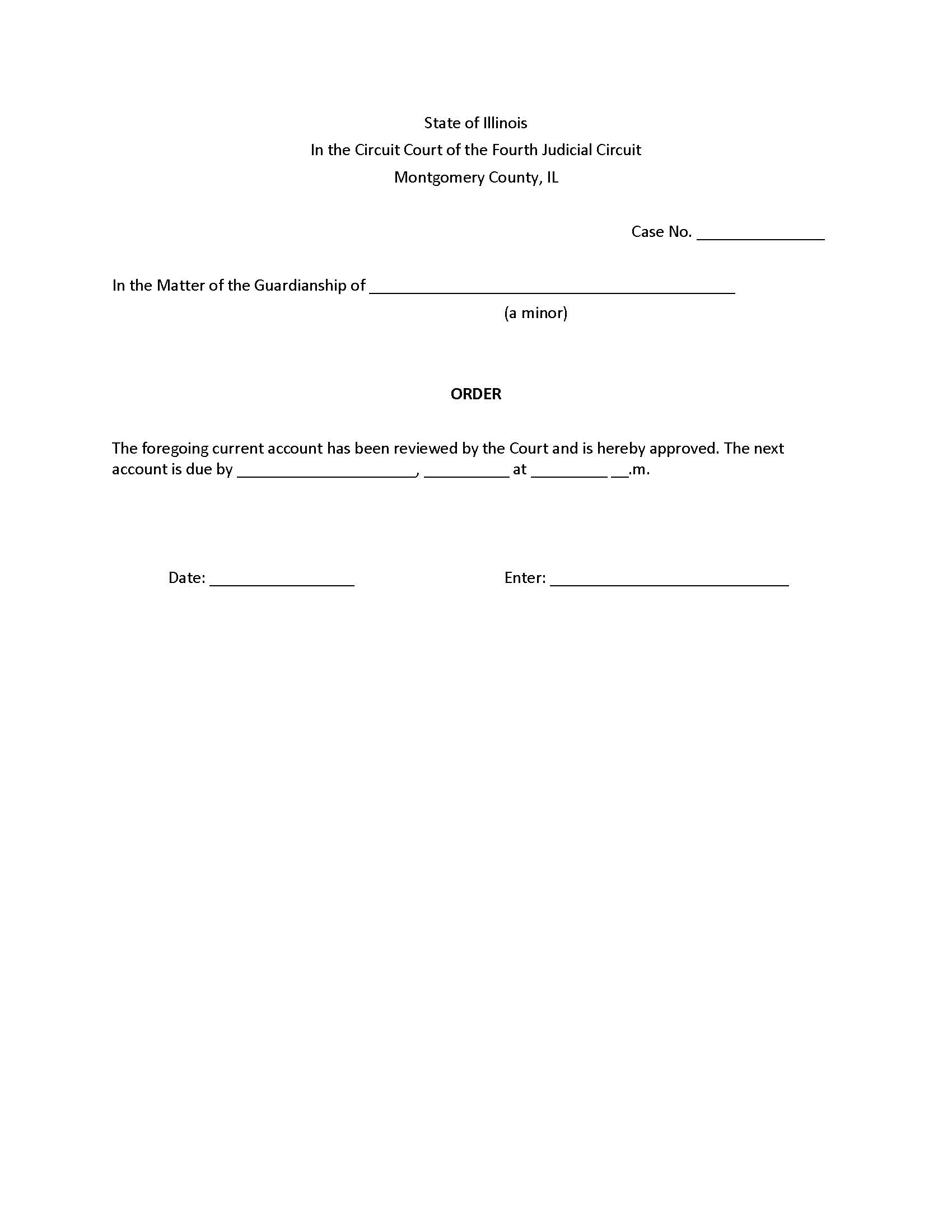 Order (On Current Account - Minor) | Pdf Fpdf Docx | Illinois