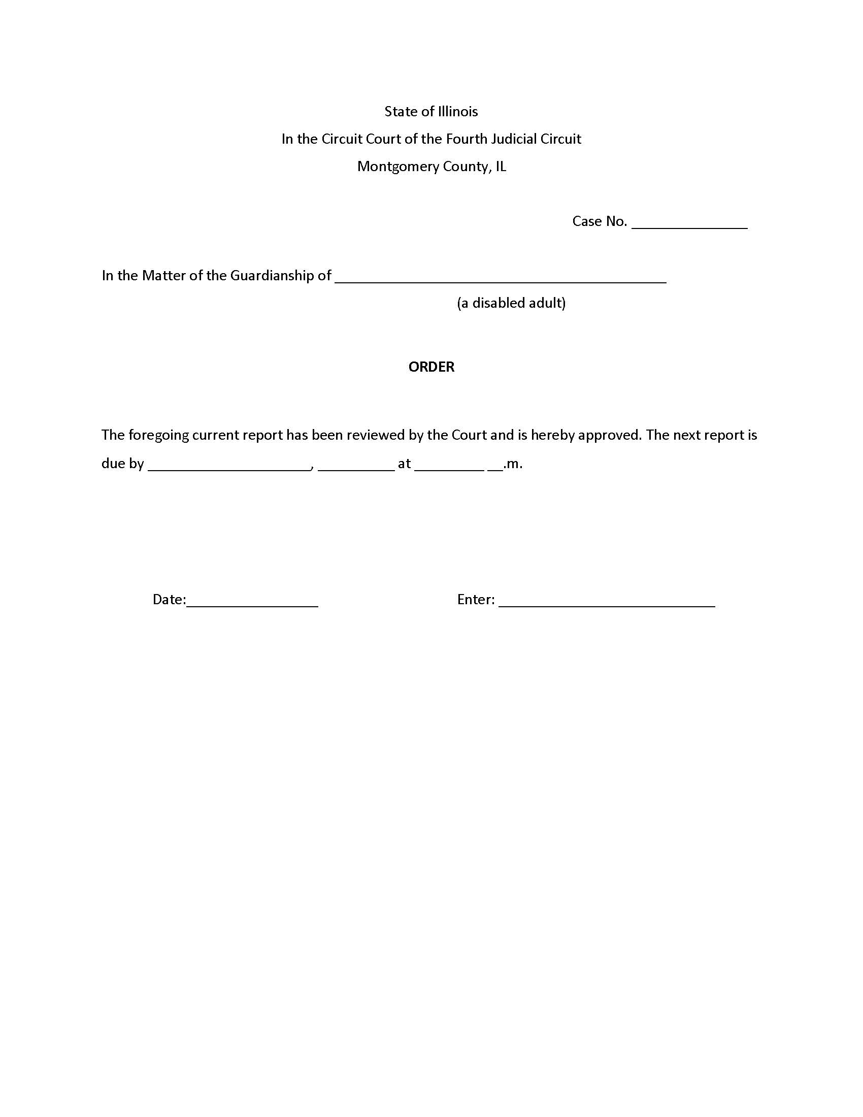 Order (On Current Report - Disabled Adult) | Pdf Fpdf Docx | Illinois