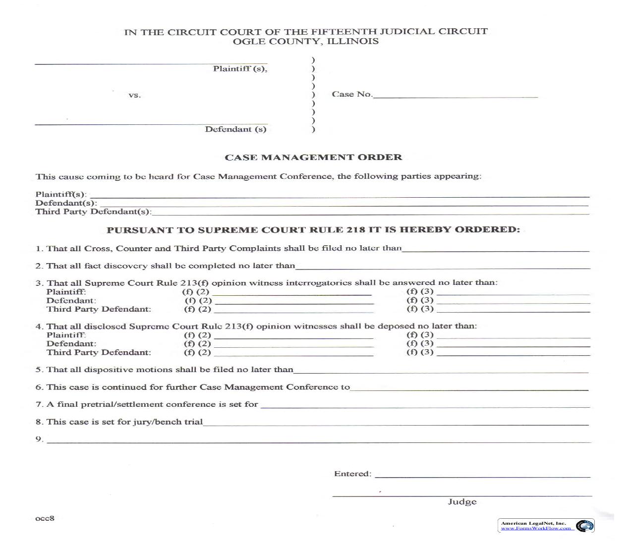Case Management Order | Pdf Fpdf Doc Docx | Illinois