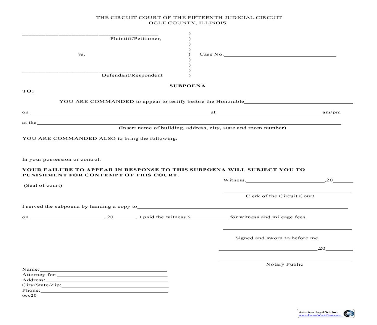 Subpoena | Pdf Fpdf Doc Docx | Illinois