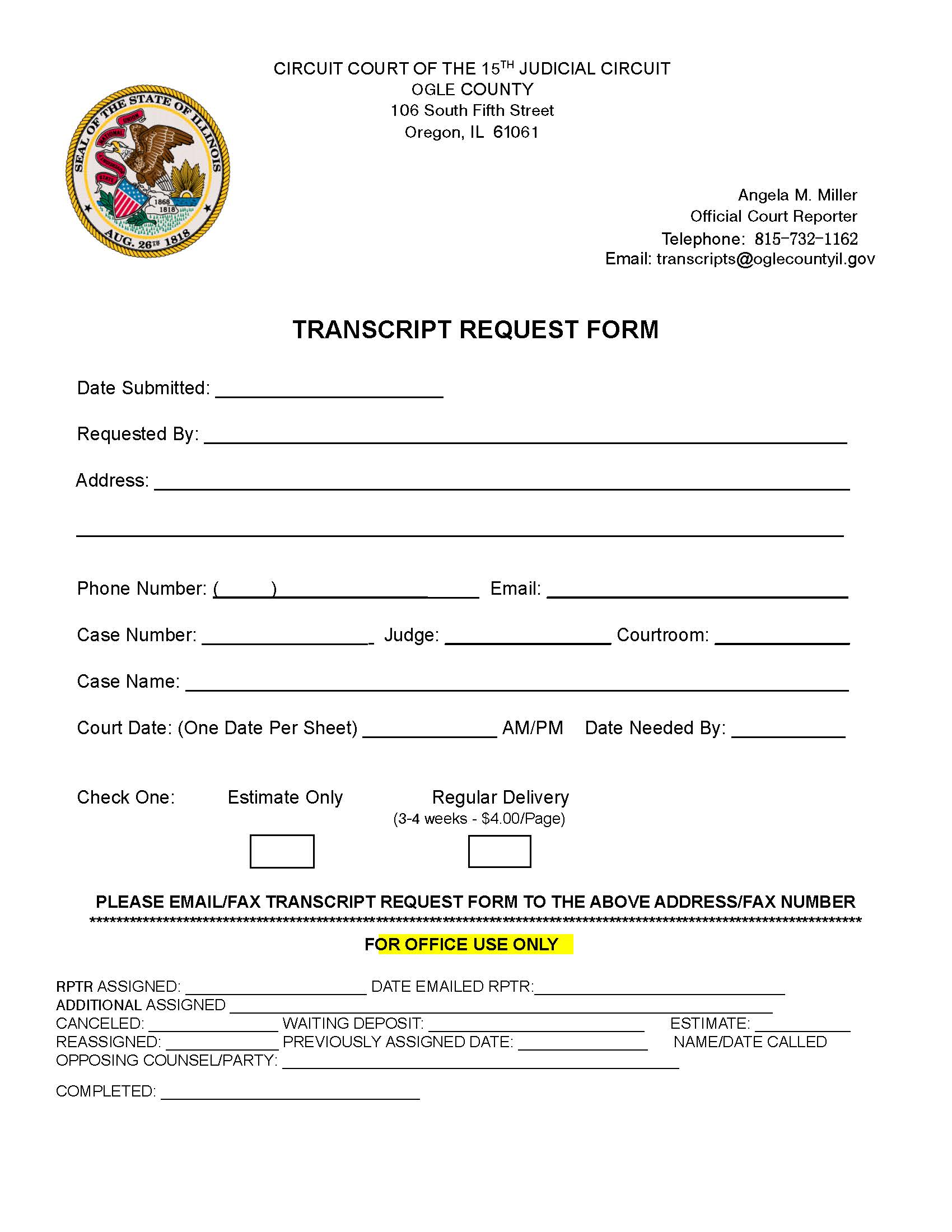Transcript Request Form | Pdf Fpdf Docx | Illinois
