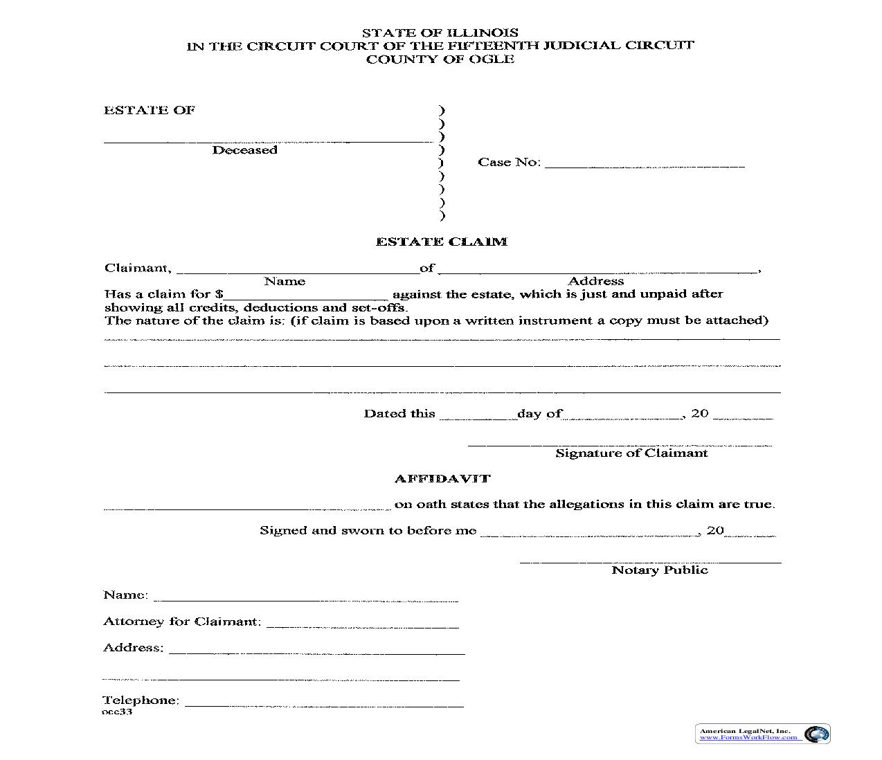 Estate Claim | Pdf Fpdf Doc Docx | Illinois