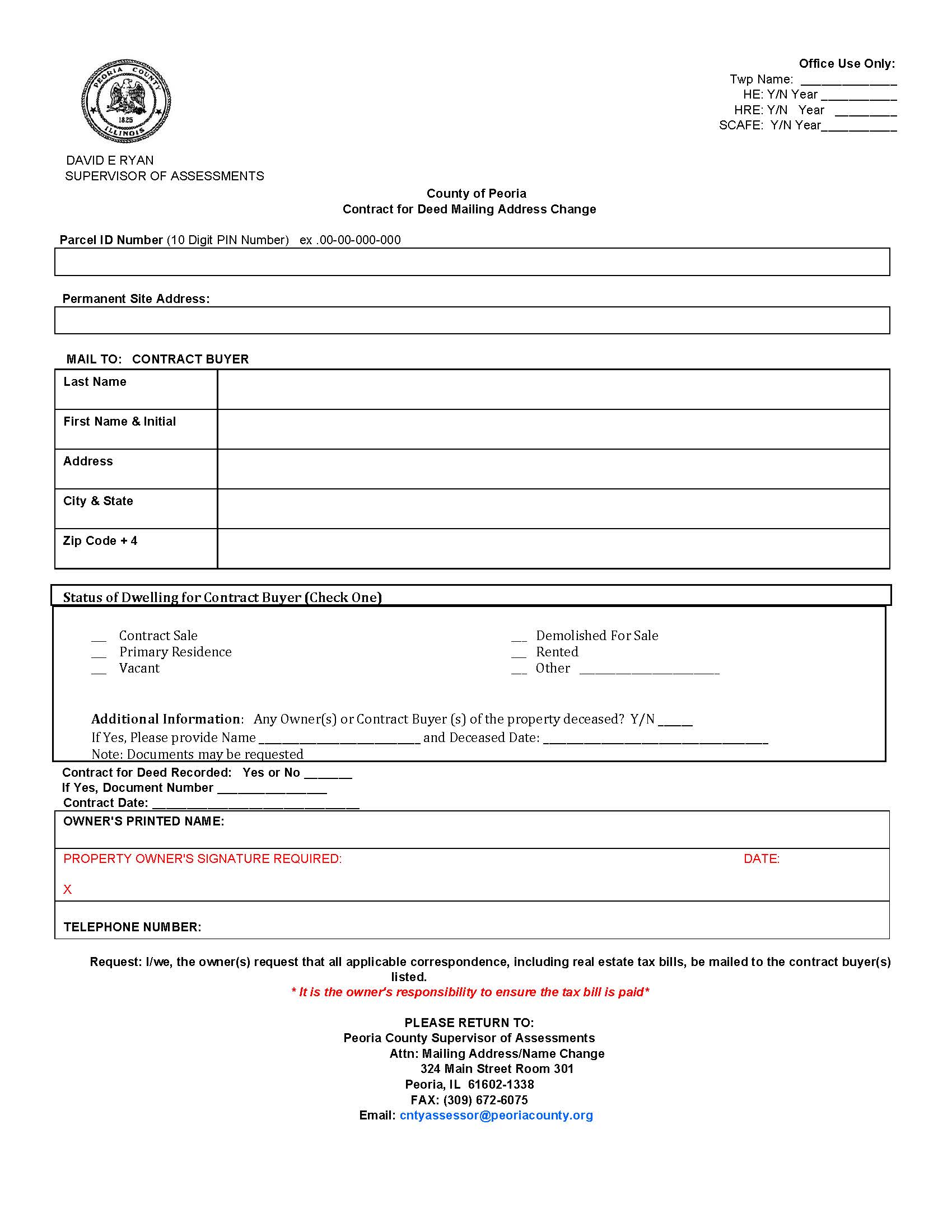 Contract for Deed Mailing Address Change | Pdf Fpdf Docx | Illinois