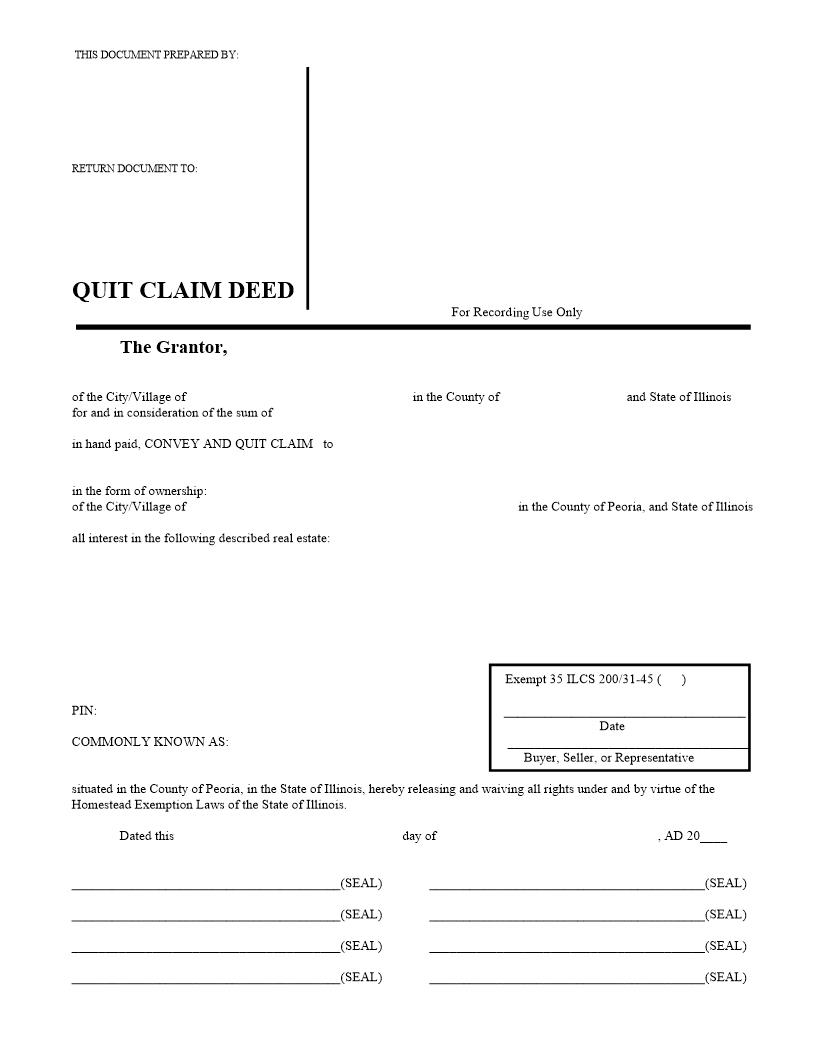 Quit Claim Deed | Pdf Fpdf Docx | Illinois