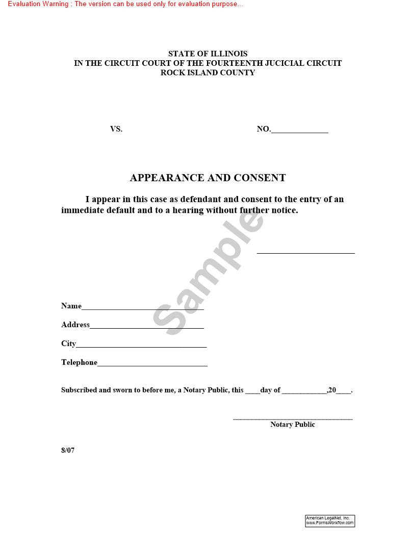 Appearance And Consent | Pdf Fpdf Doc Docx | Illinois