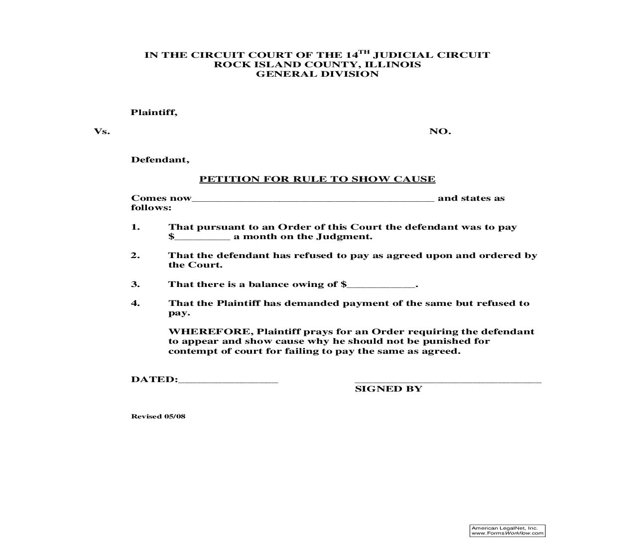 Petition For Rule To Show Cause | Pdf Fpdf Doc Docx | Illinois