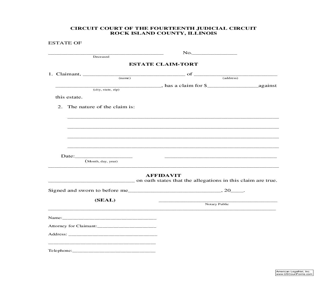 Estate Claim Tort {P-46} | Pdf Fpdf Doc Docx | Illinois