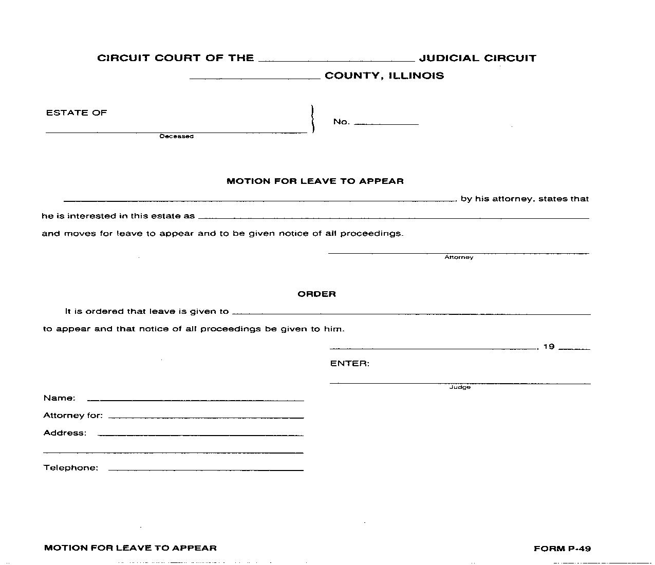 Motion For Leave To Appear {P-49} | Pdf Fpdf Doc Docx | Illinois